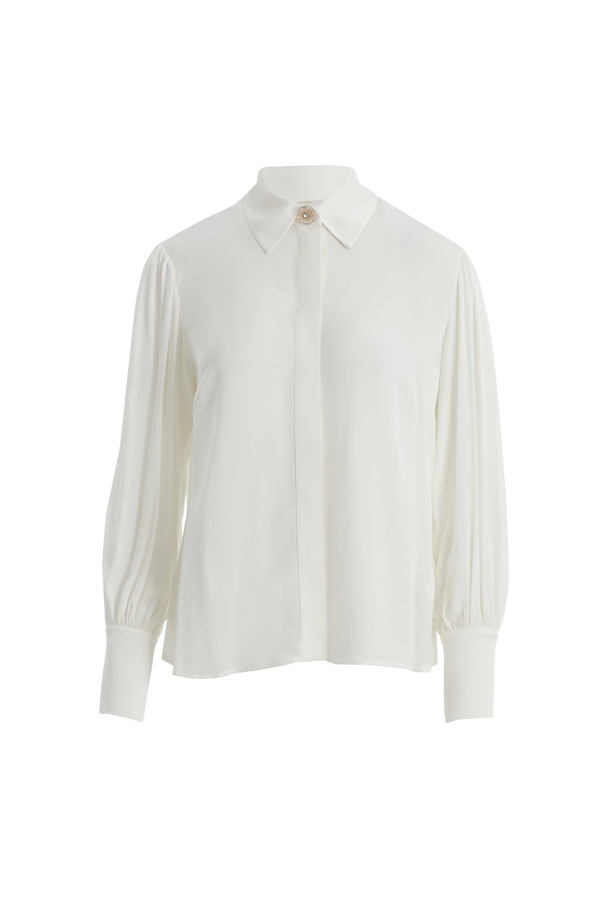 Ecru Brooch-Collar Shirt