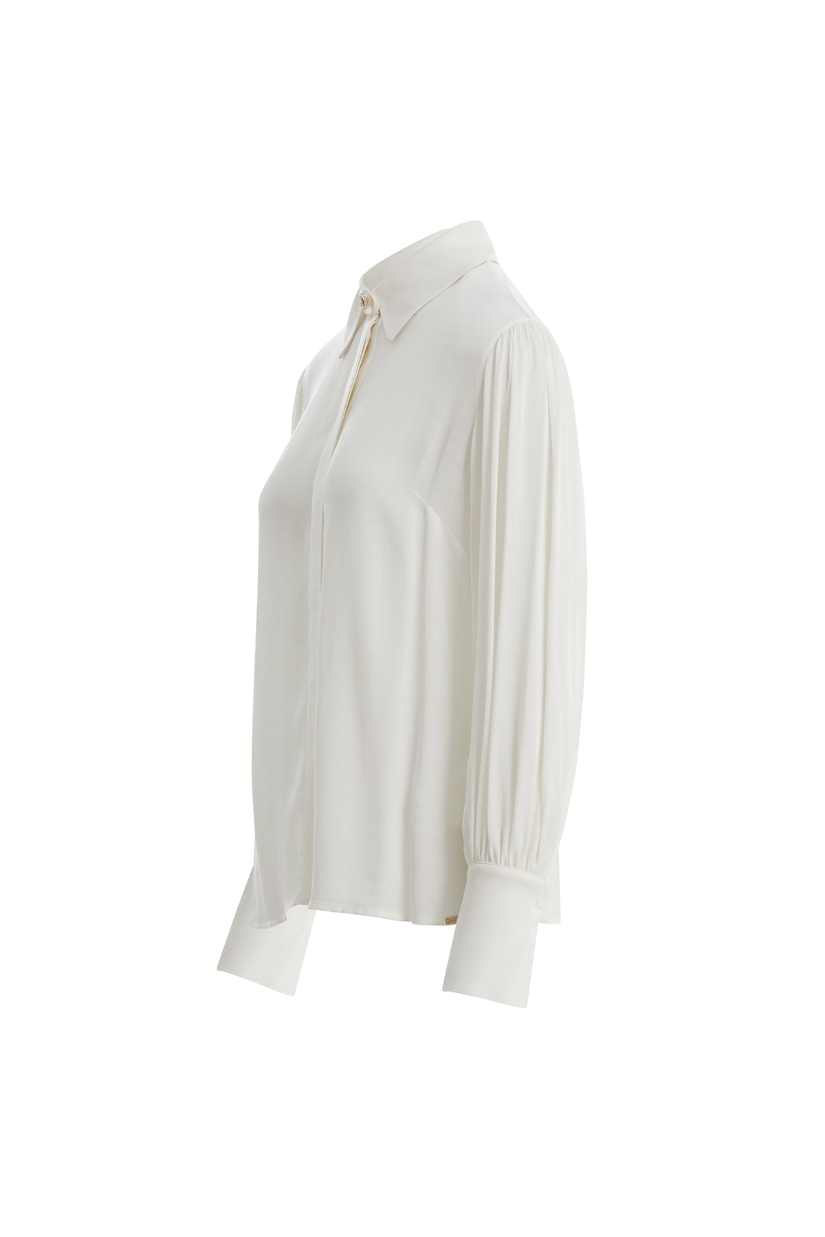 Ecru Brooch-Collar Shirt