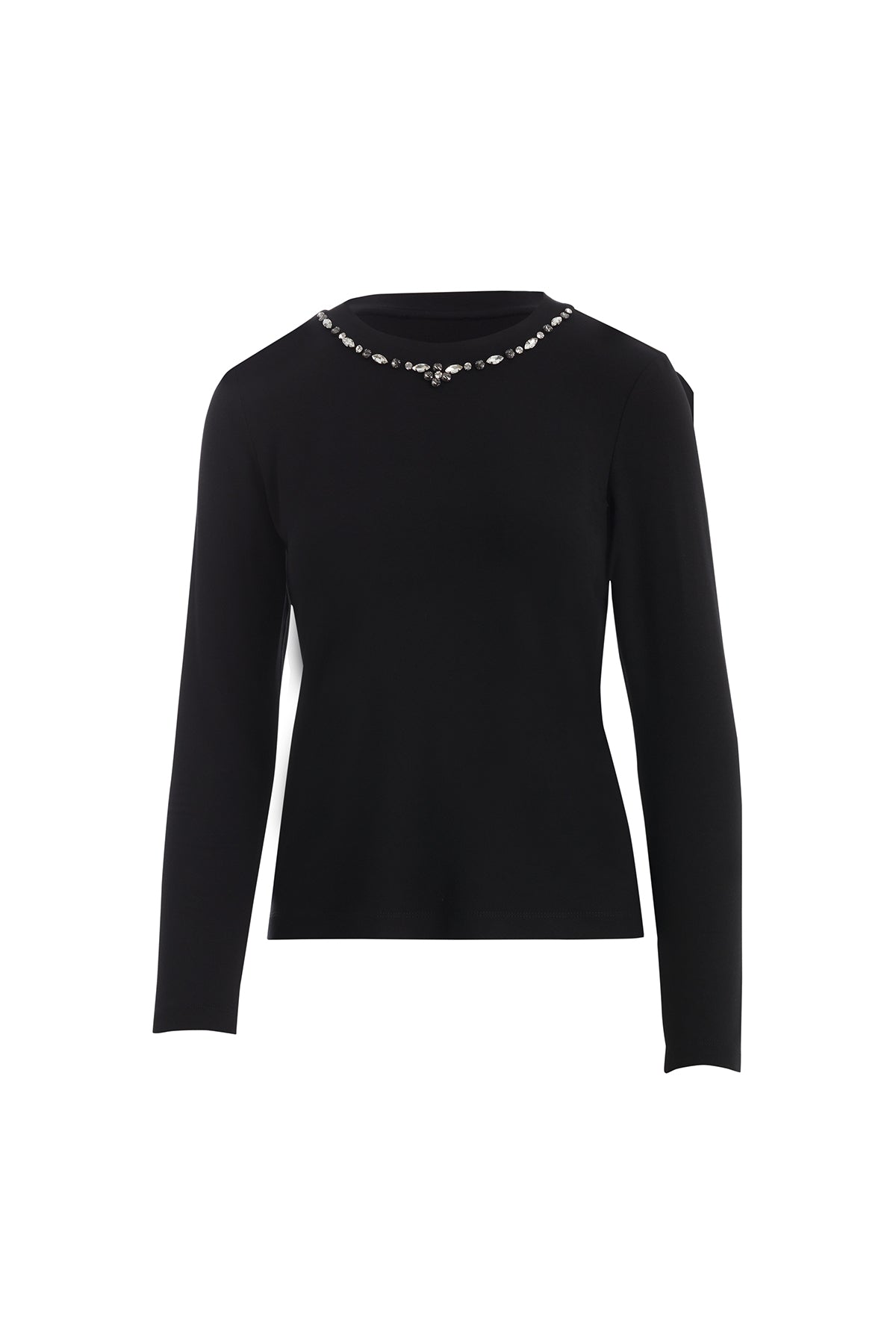 Black Brooch-Collar Shirt