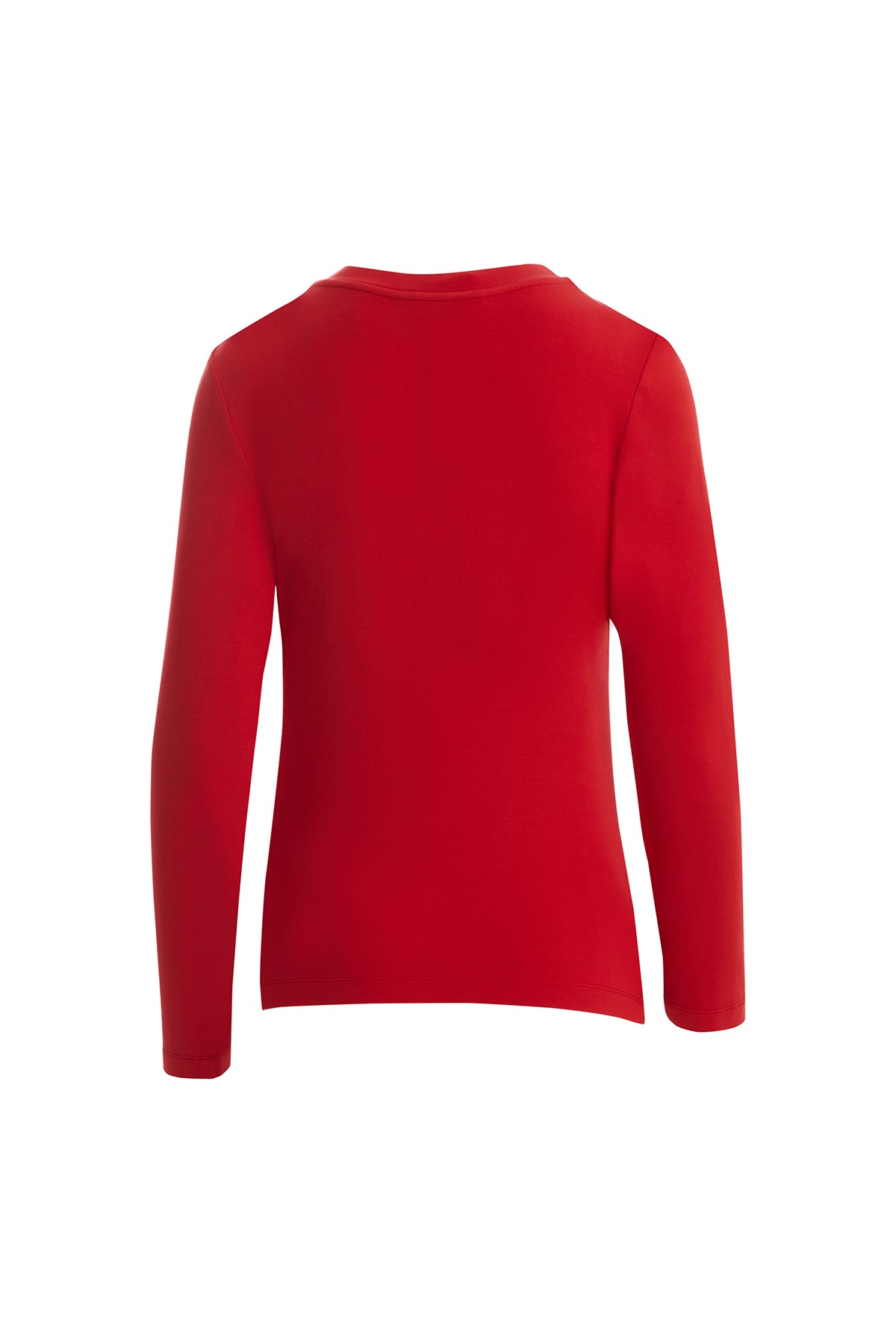 Red Long-Sleeve Crystal-Collar Blouse