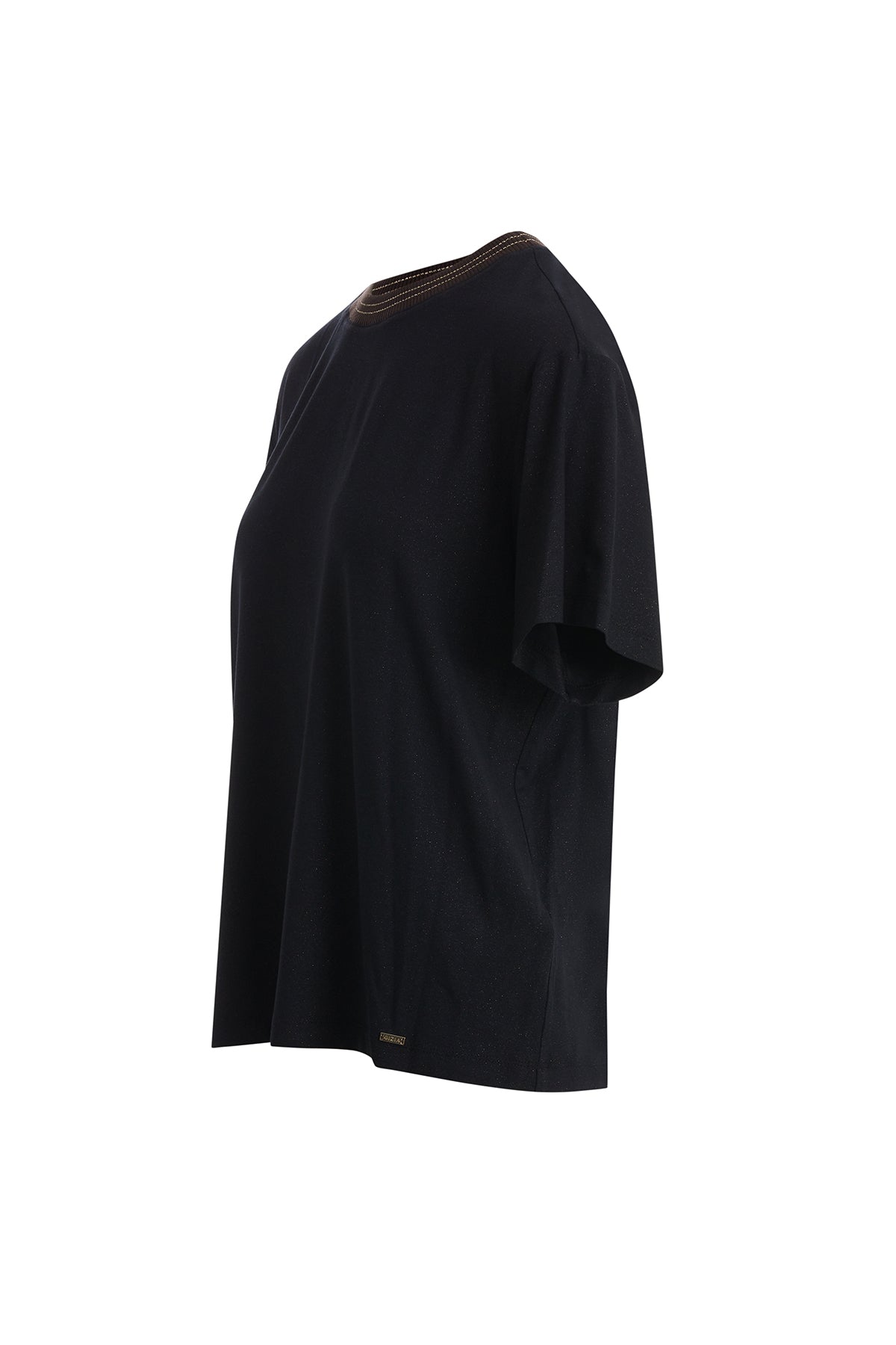 Lustrous T-Shirt with Knit Collar