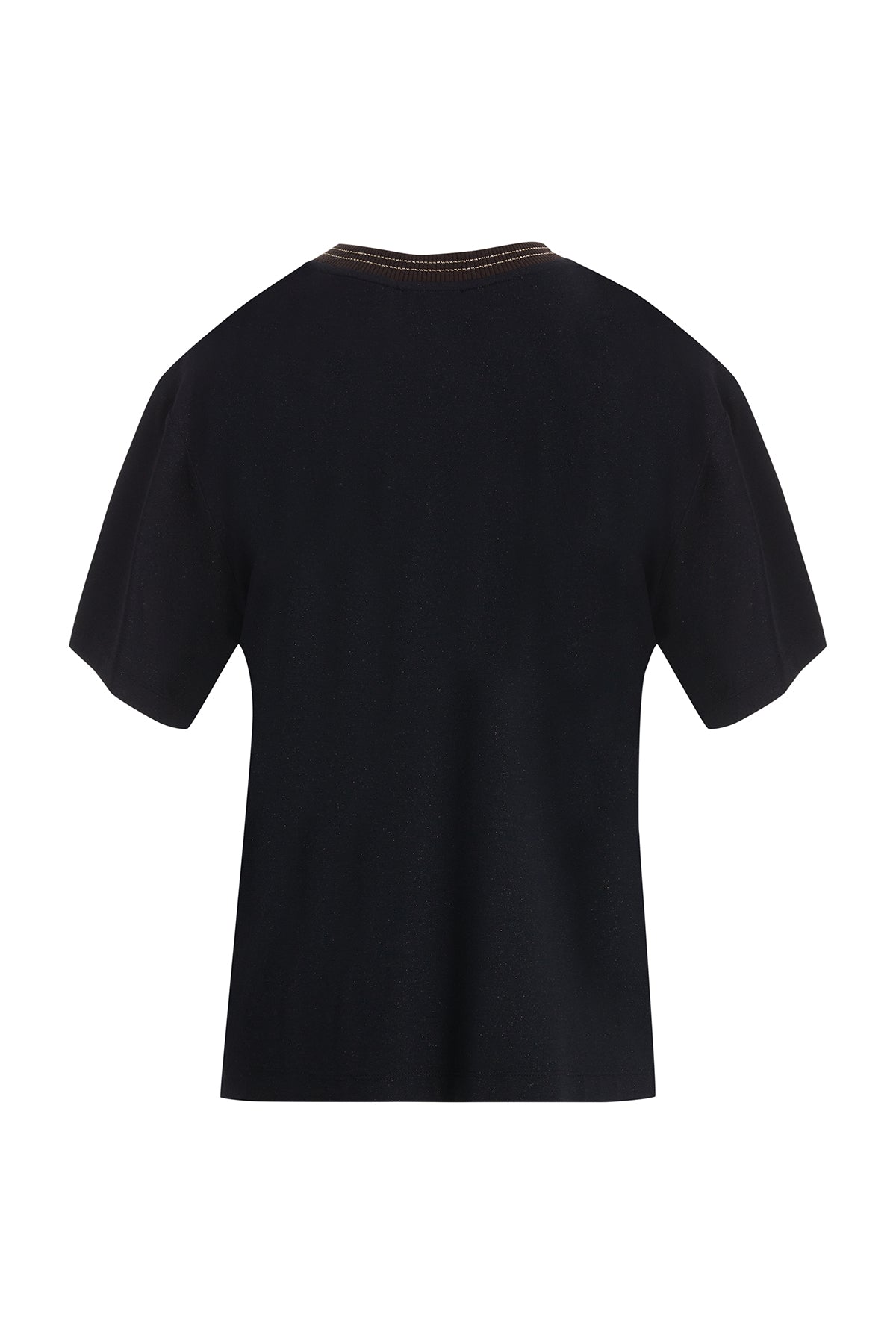 Lustrous T-Shirt with Knit Collar