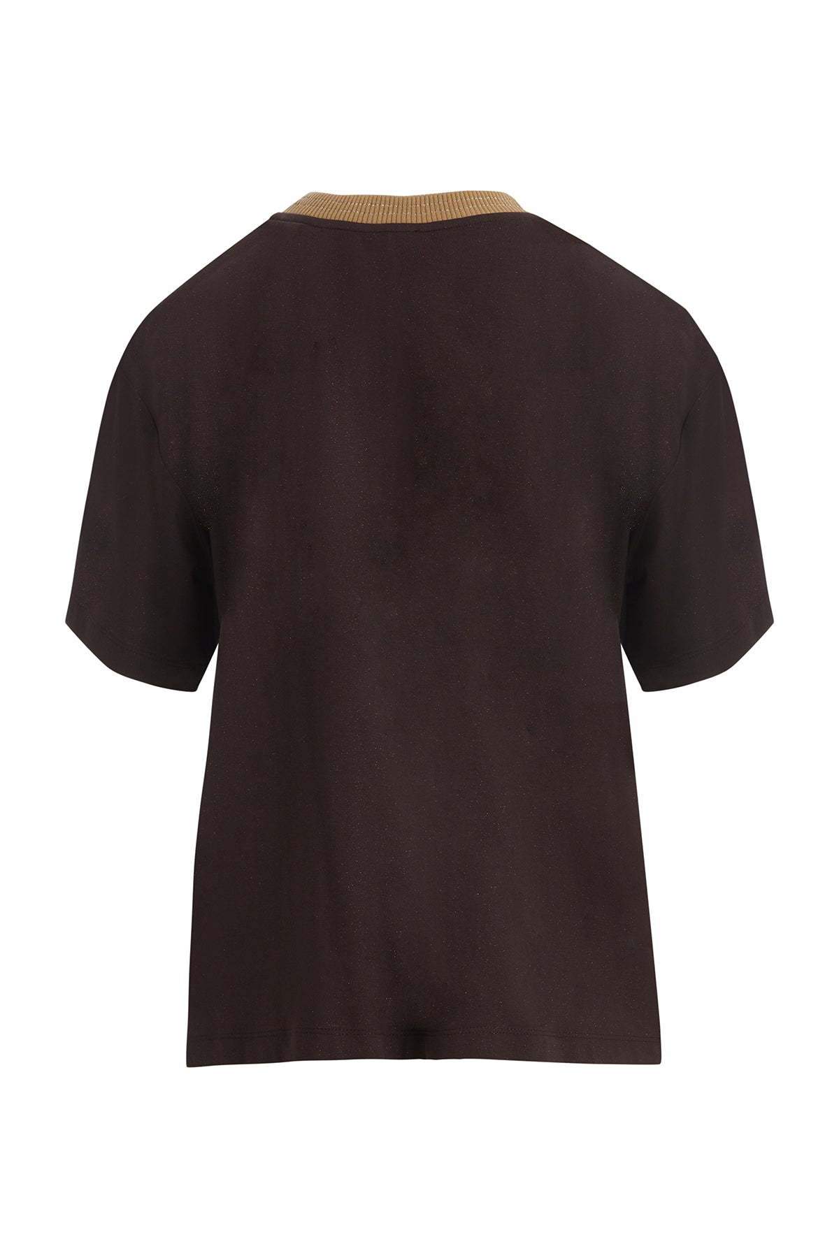 Lustrous T-Shirt with Knit Collar