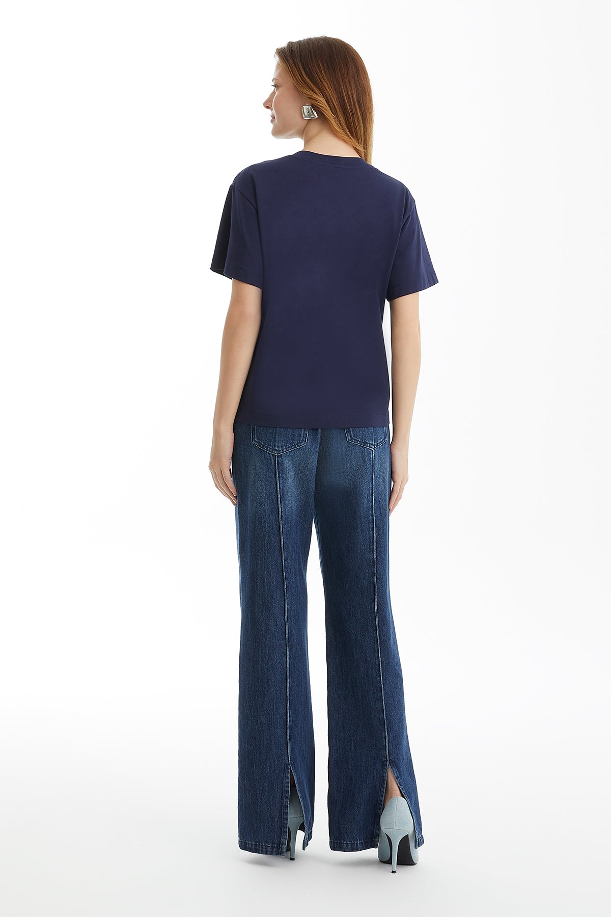 Dark Navy Button-Detail T-Shirt