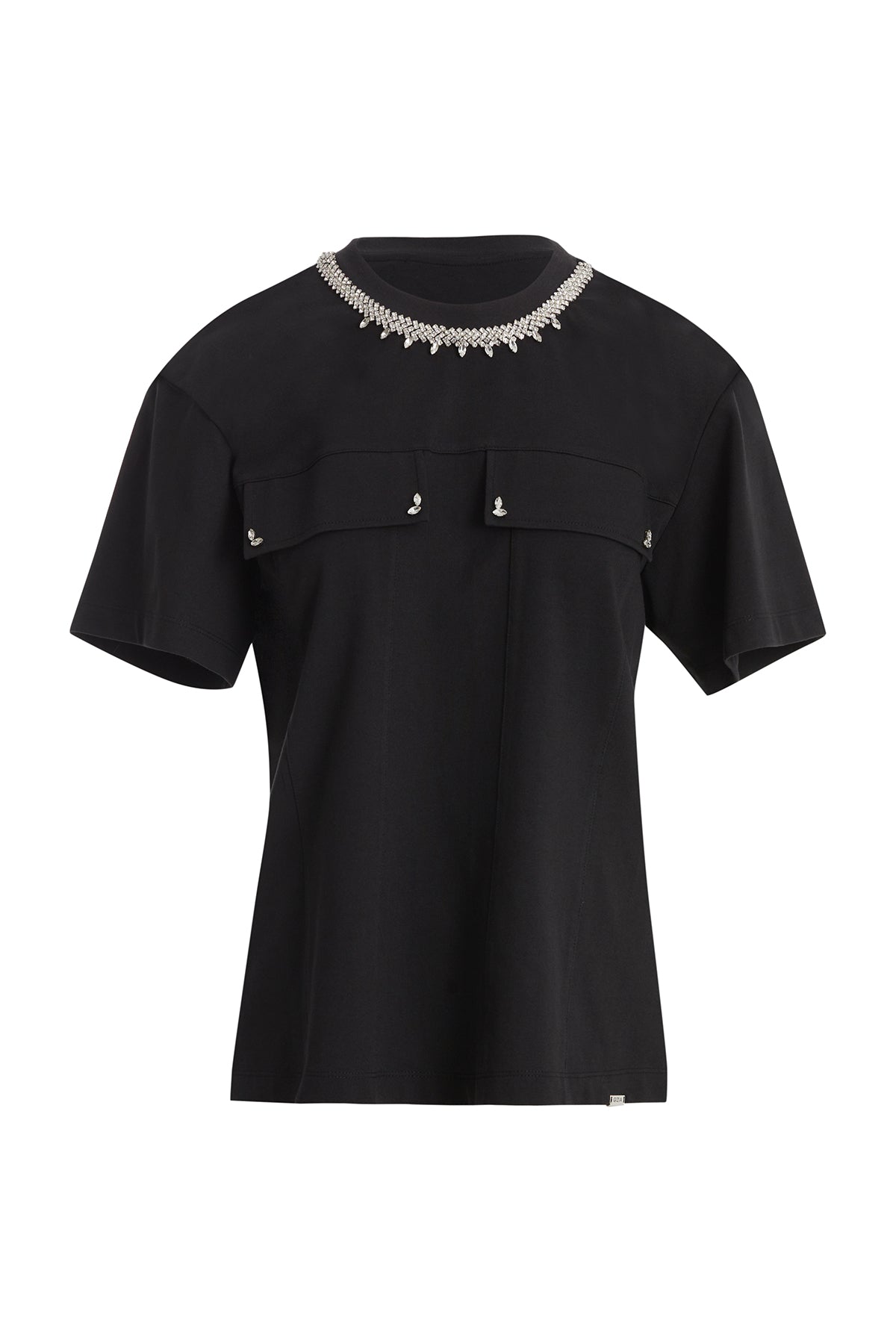Black Stone-Trim Detail T-Shirt