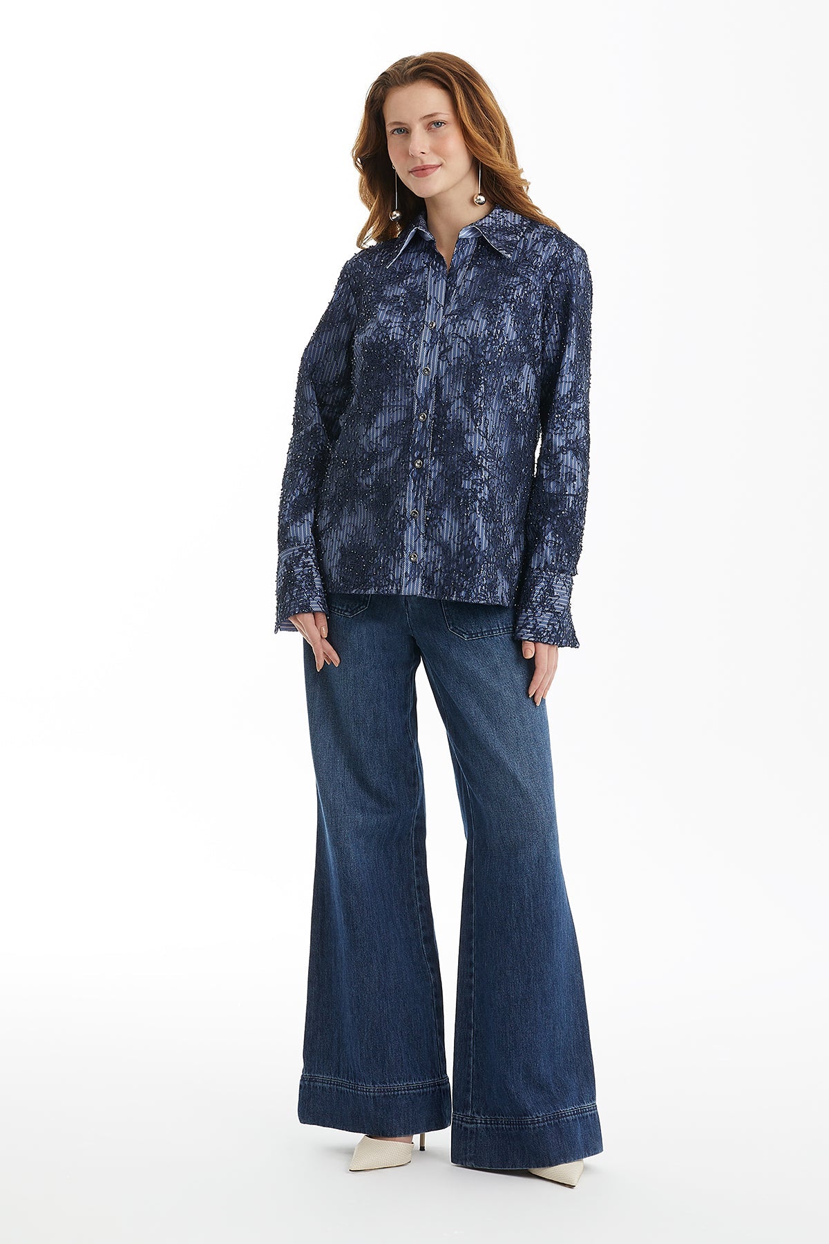 Dark Navy Double-Layer Fabric Shirt