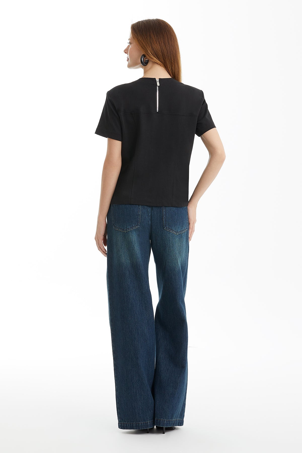 Black Embroidered Panel T-Shirt
