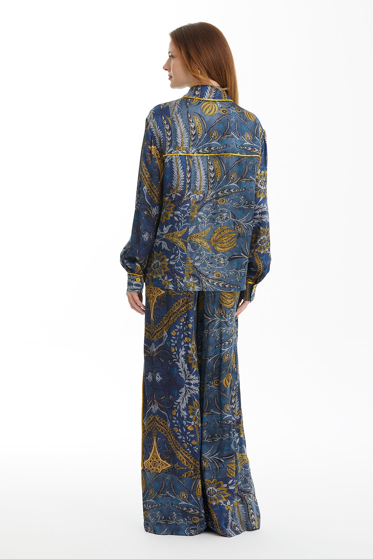 Patterned Shirt with Piping Detail