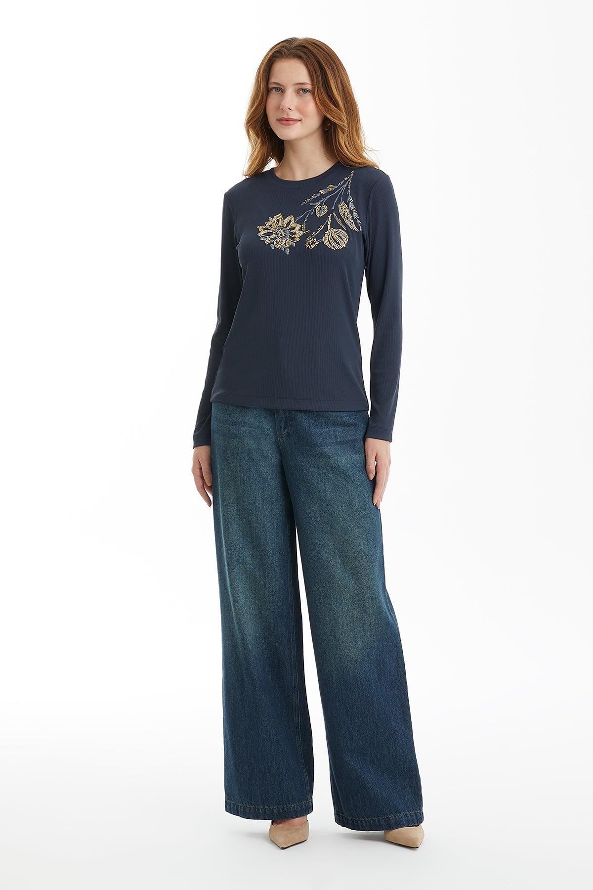 Blue Embroidered Blouse