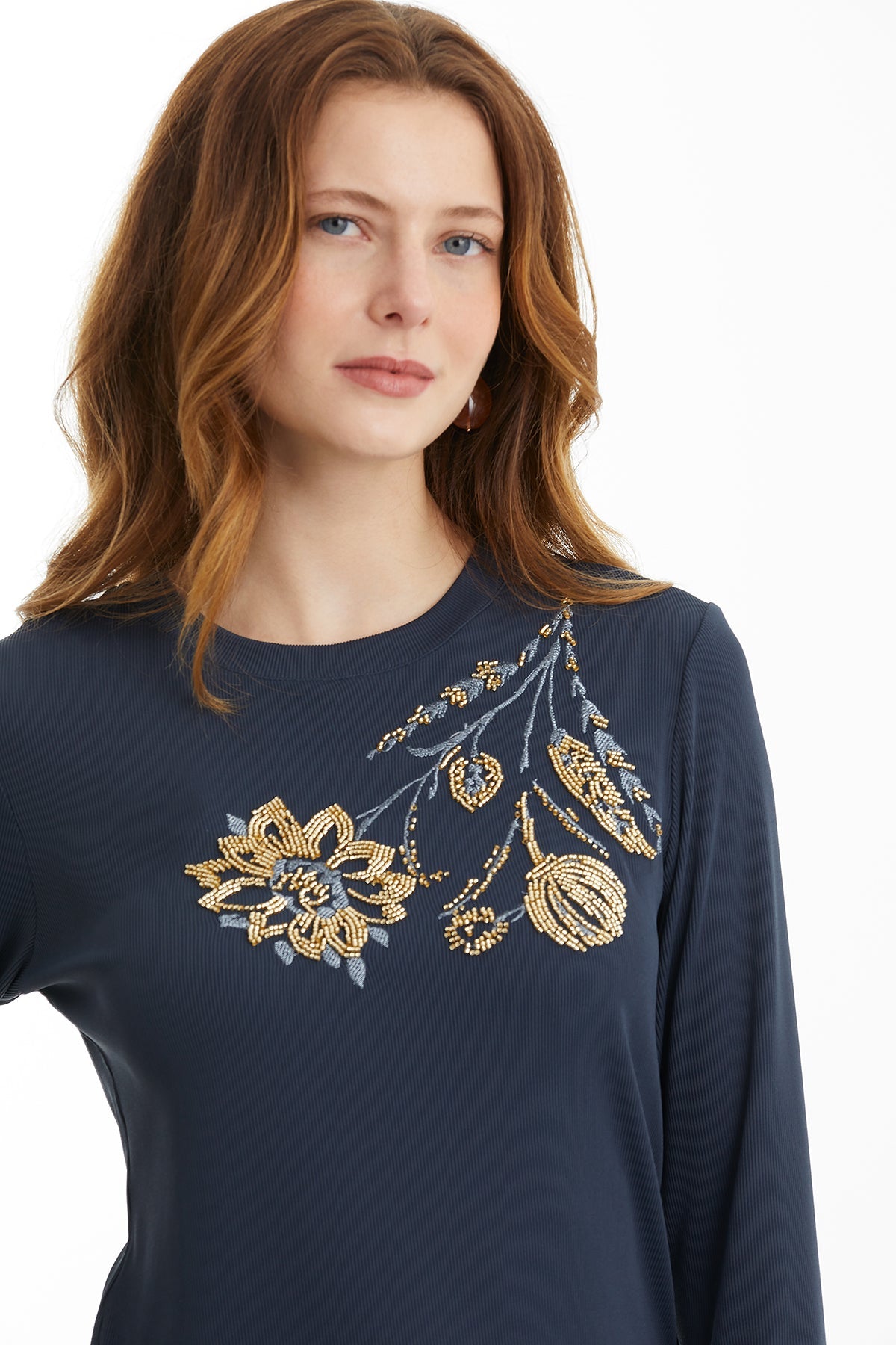 Blue Embroidered Blouse