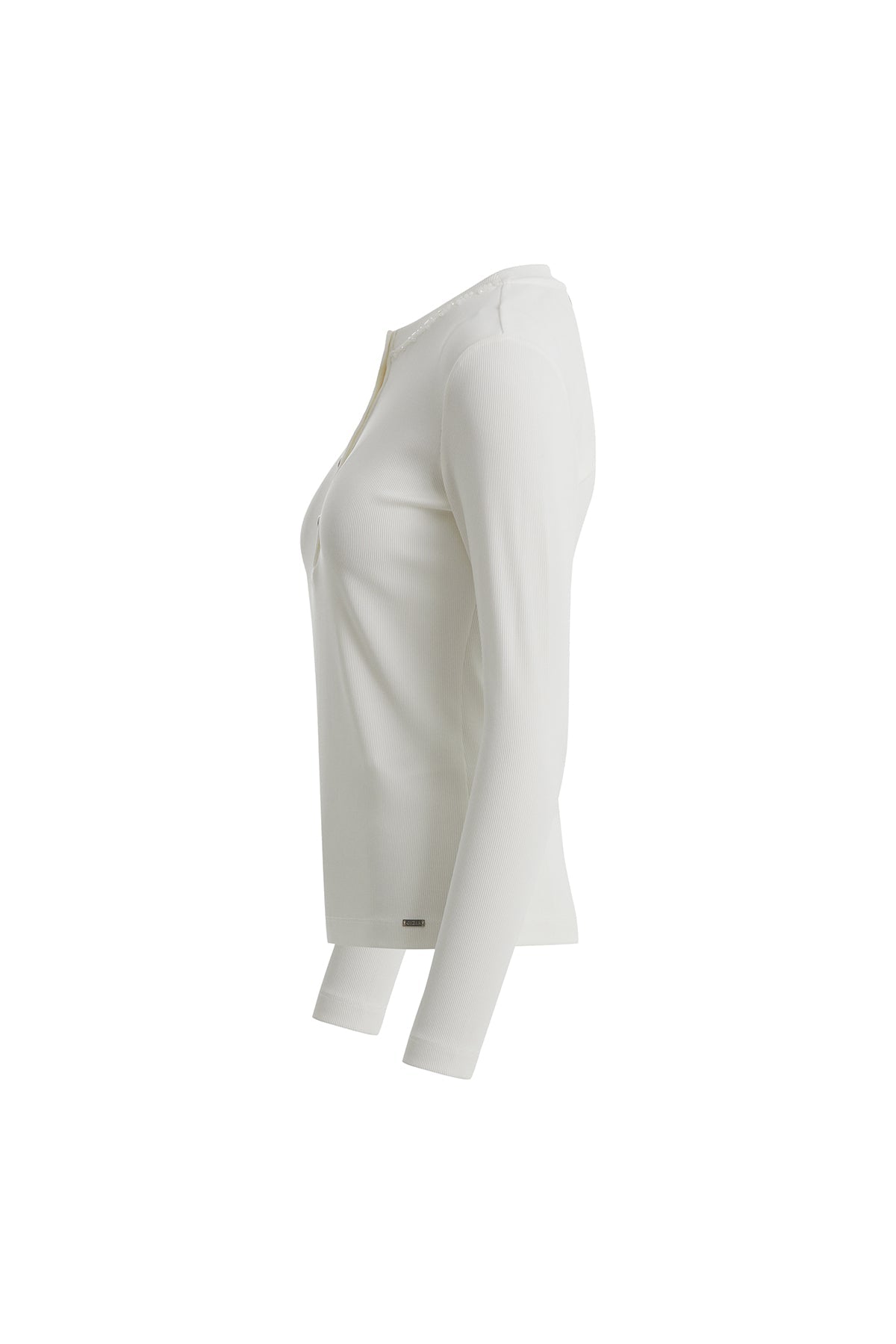 Ecru Long-Sleeve Blouse with Embroidered Collar