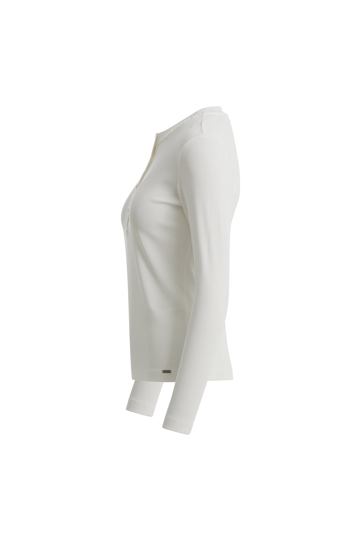 Ecru Long-Sleeve Blouse with Embroidered Collar