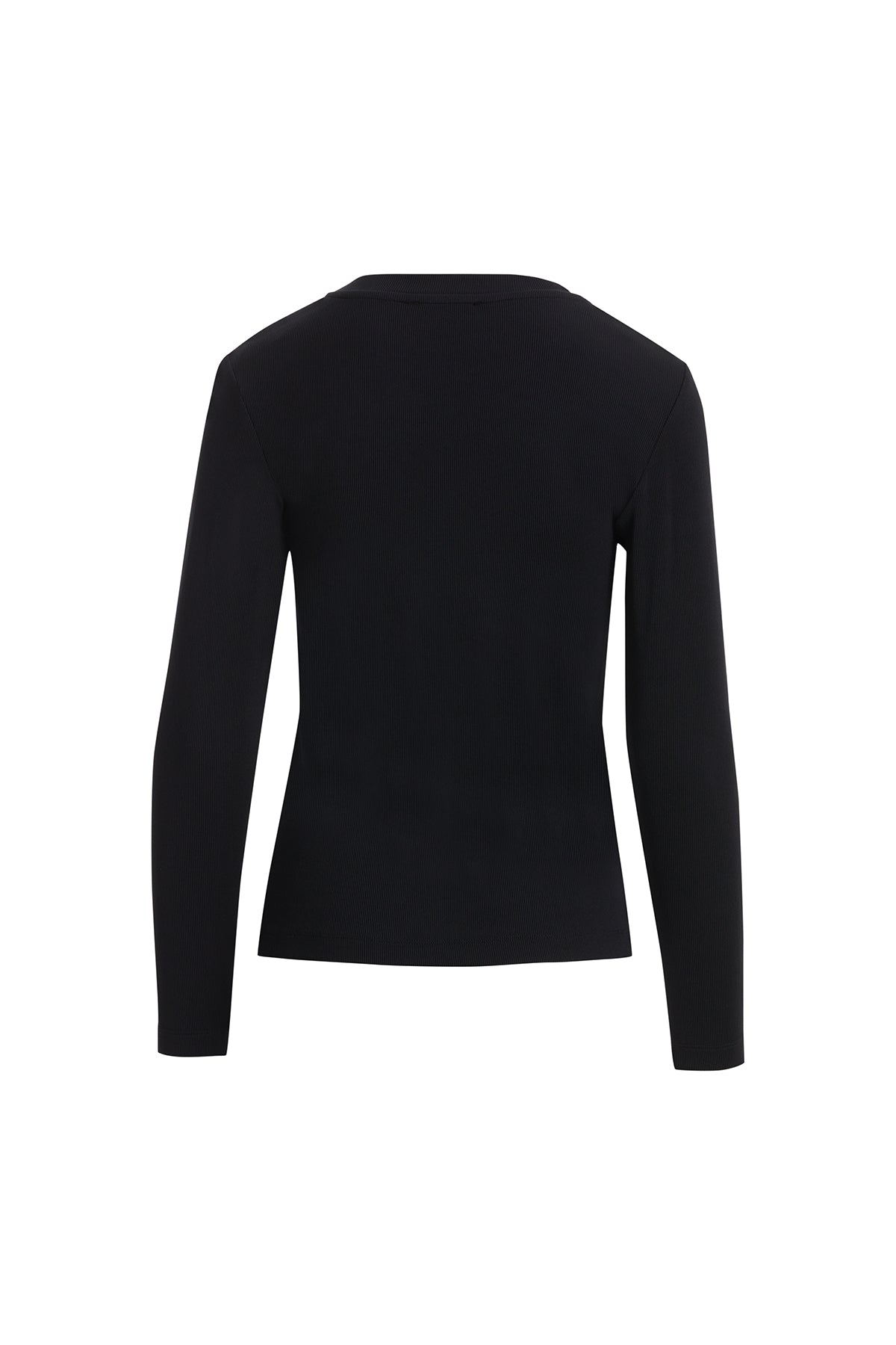 Black Long-Sleeve Blouse with Embroidered Collar