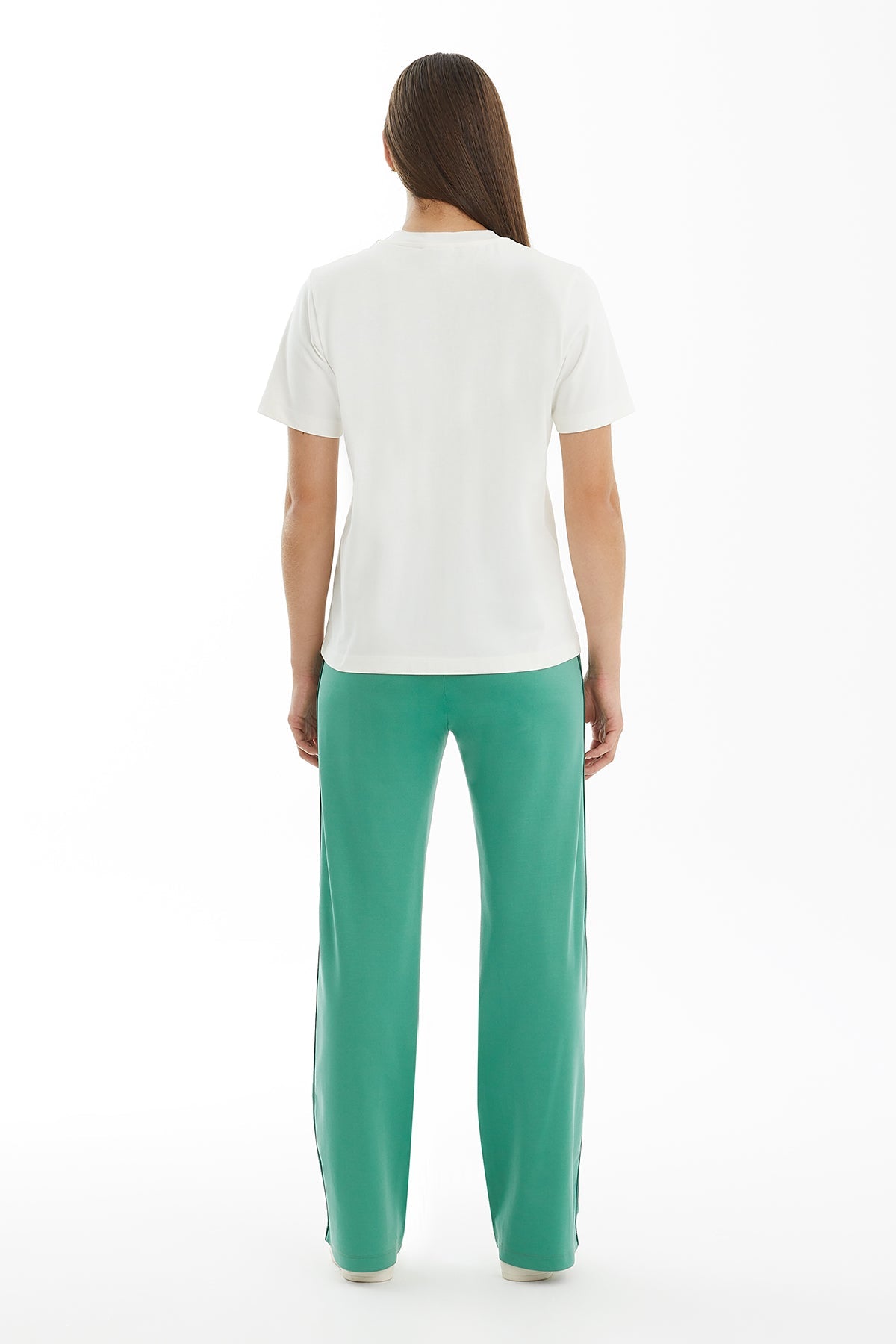 Ecru Embroidered Collar Detail T-Shirt