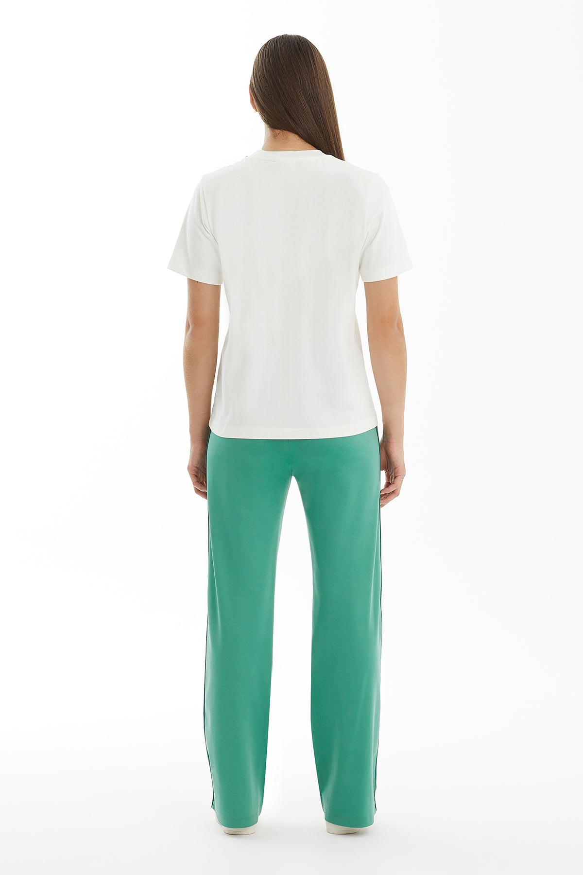 Ecru Embroidered Collar Detail T-Shirt