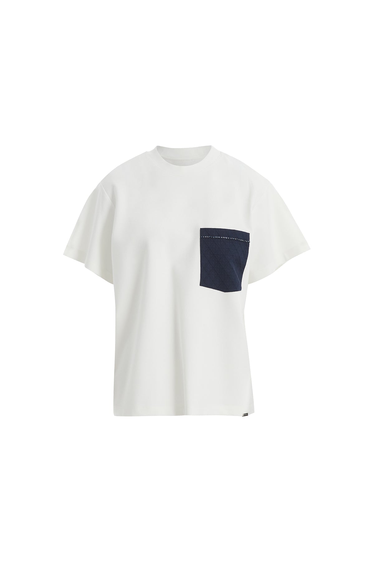 Ecru Geometric Pattern Pocket T-Shirt