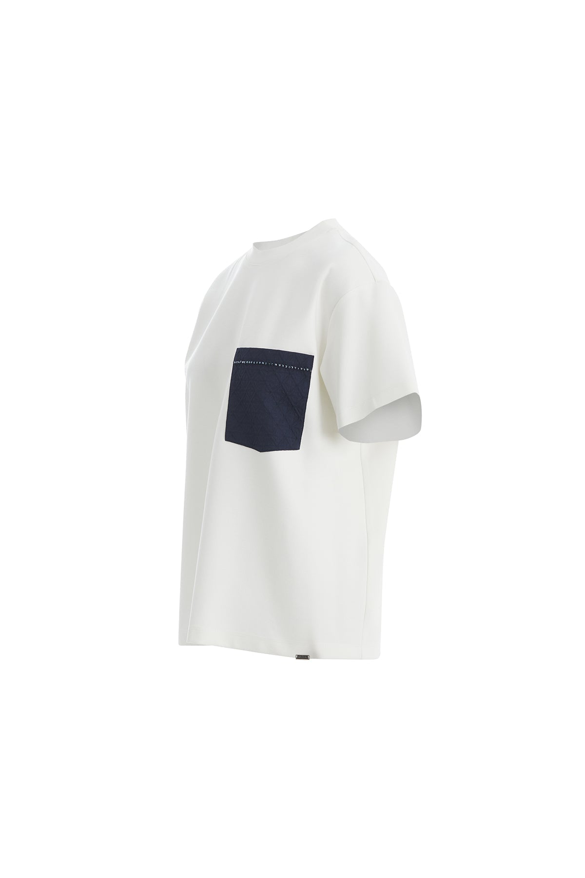 Ecru Geometric Pattern Pocket T-Shirt