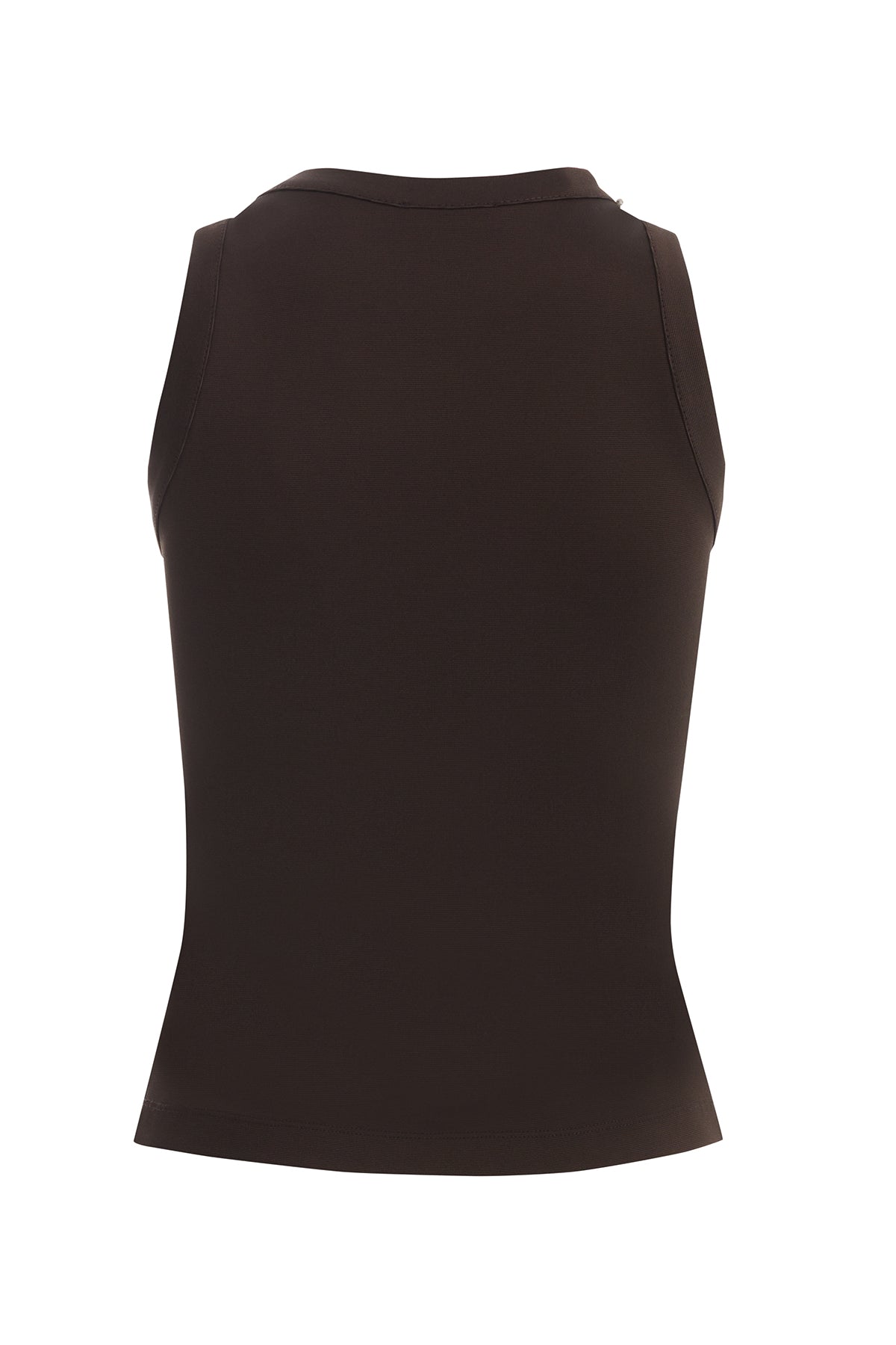 Brown Halter Top with Embroidered Collar