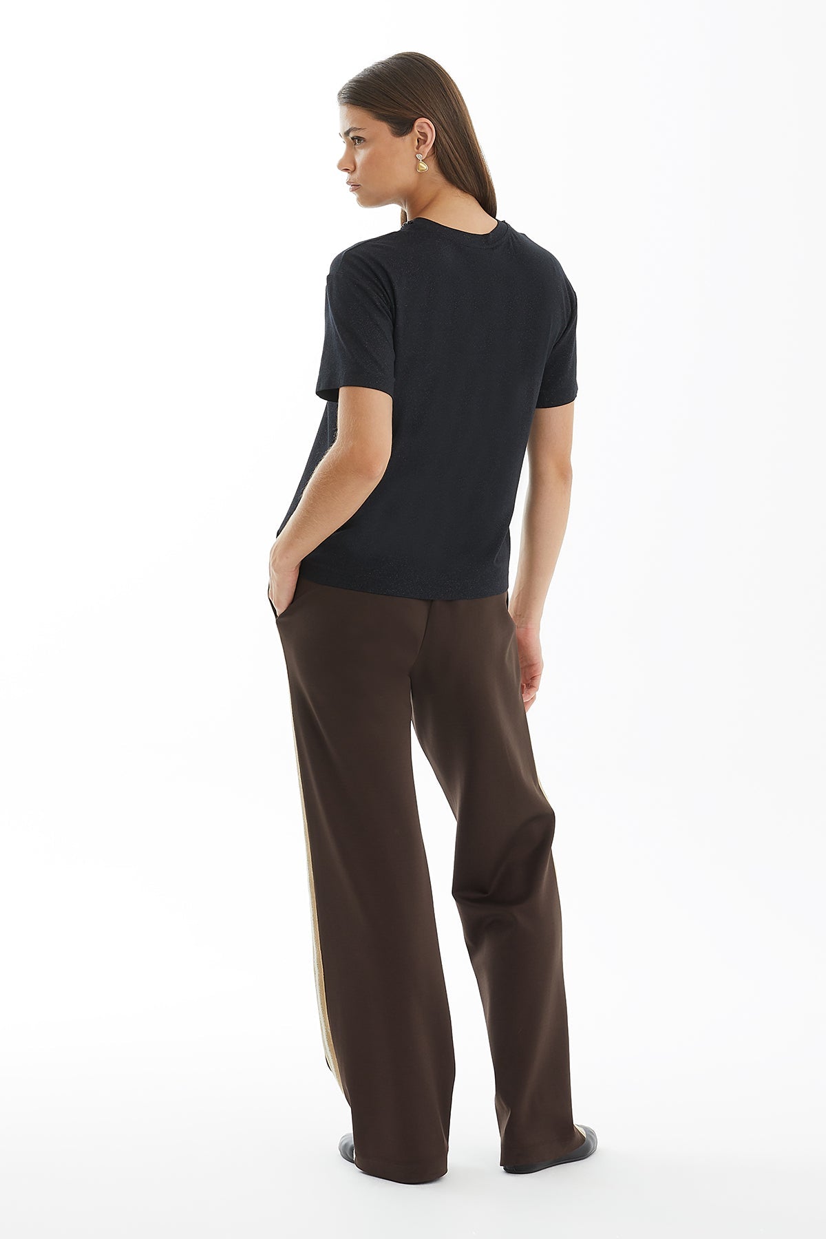 Black Glitter Embroidered T-Shirt