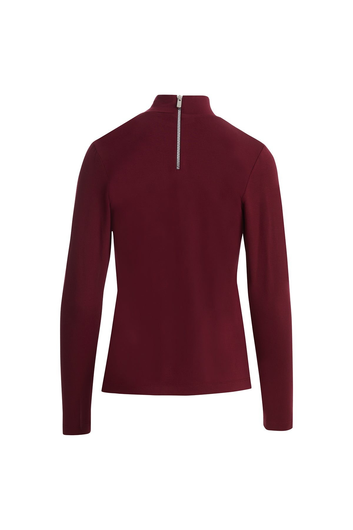 Red Stone-Embellished Turtleneck Blouse