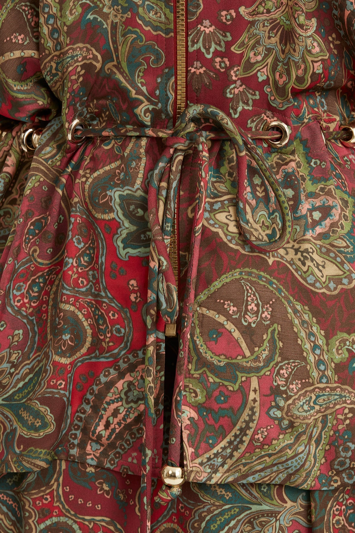 Patterned Jacket with Eyelet and Bead Detail