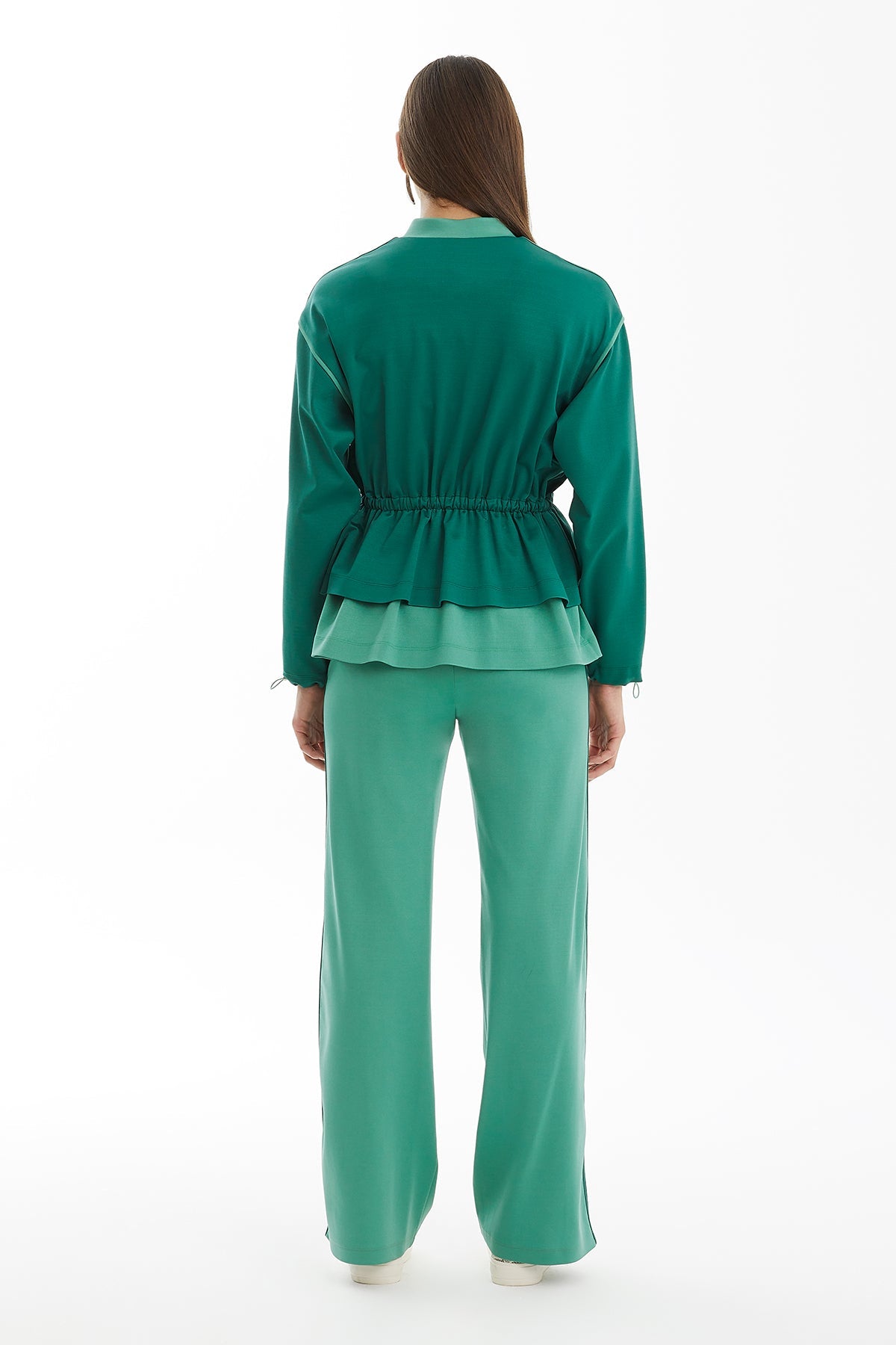 Green Contrast Color Knitted Jacket