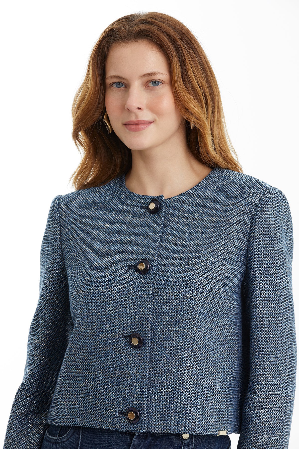 Dark Navy Buttoned Jacket with Detachable Cuffs