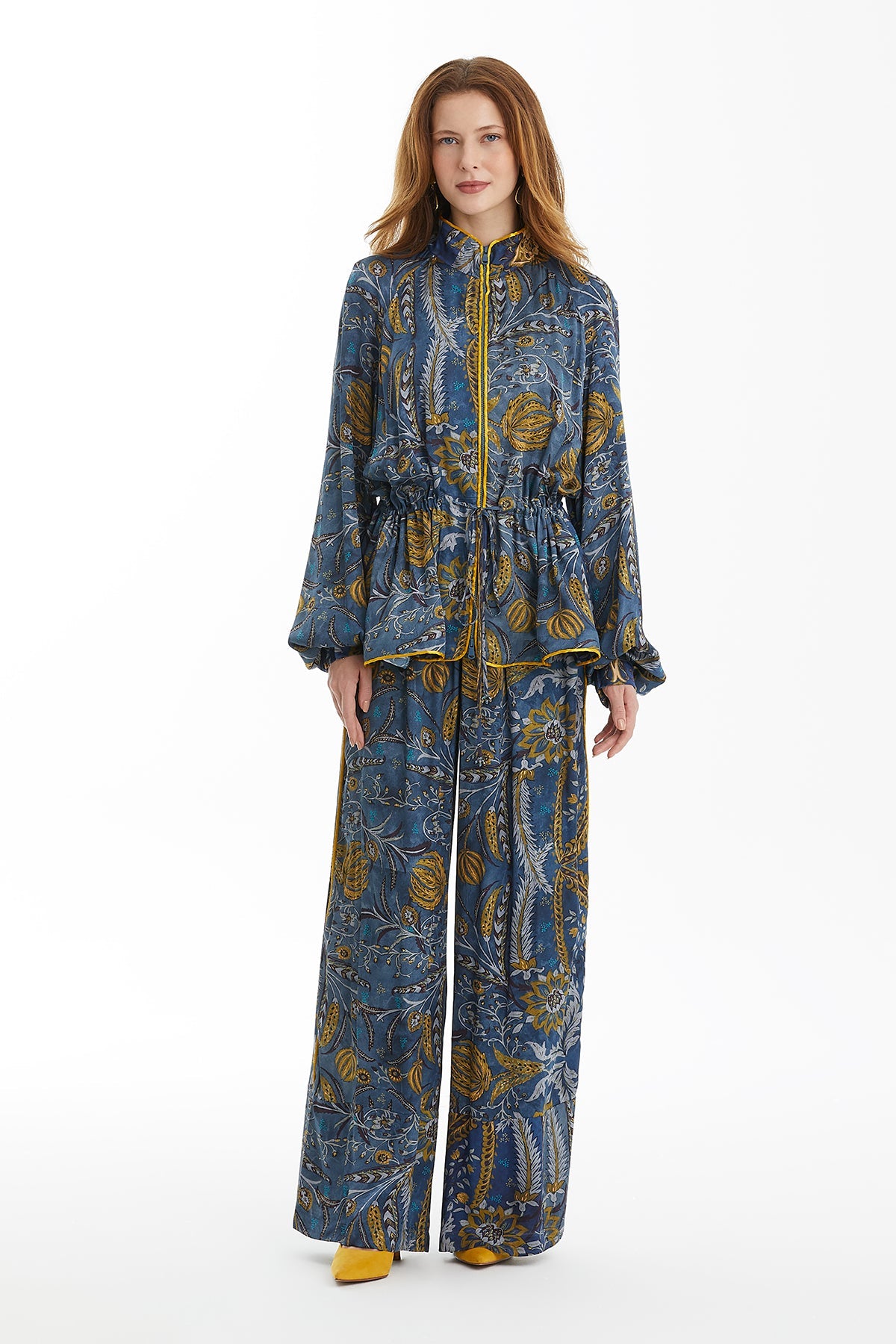 Patterned Drawstring Waist Jacket