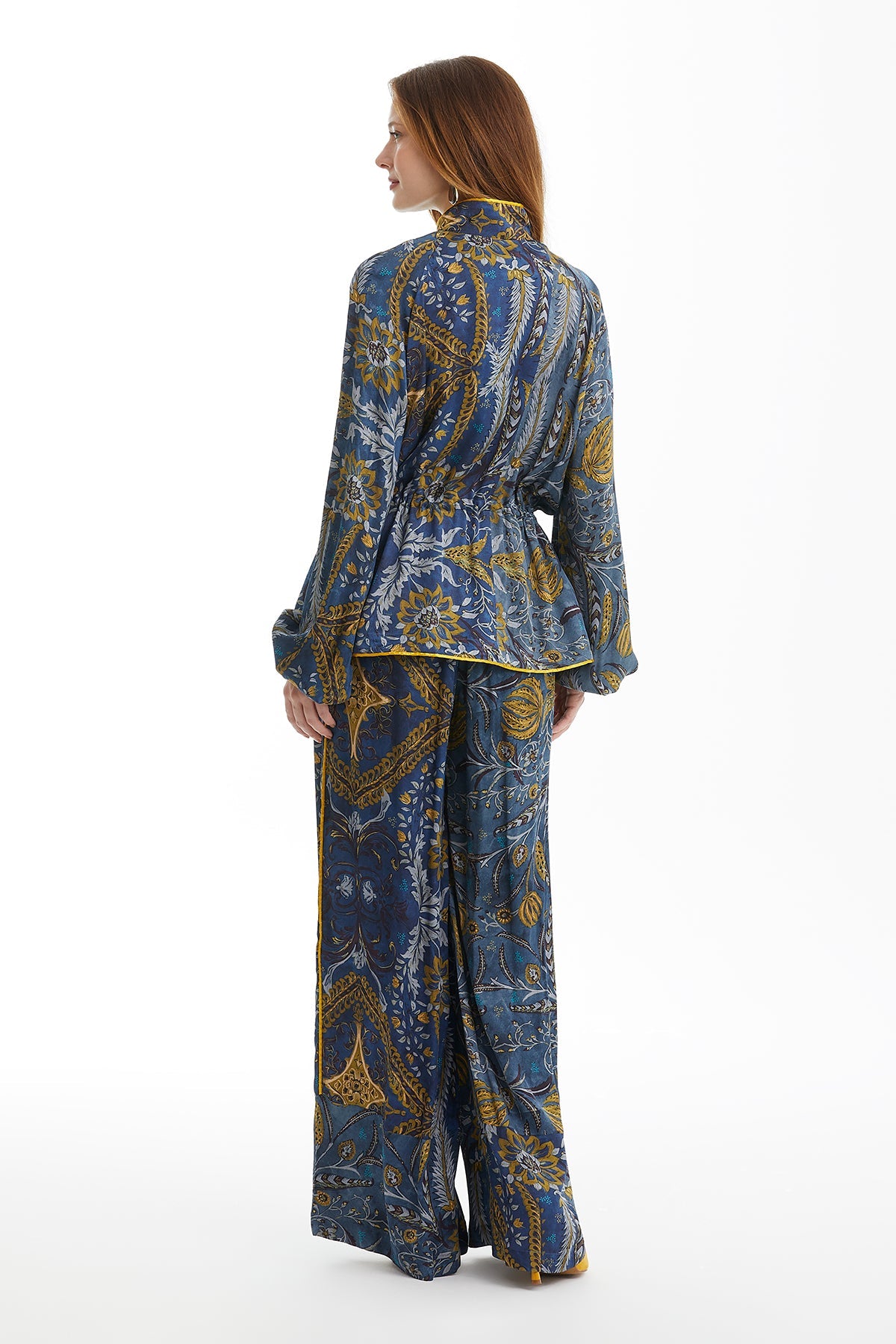 Patterned Drawstring Waist Jacket