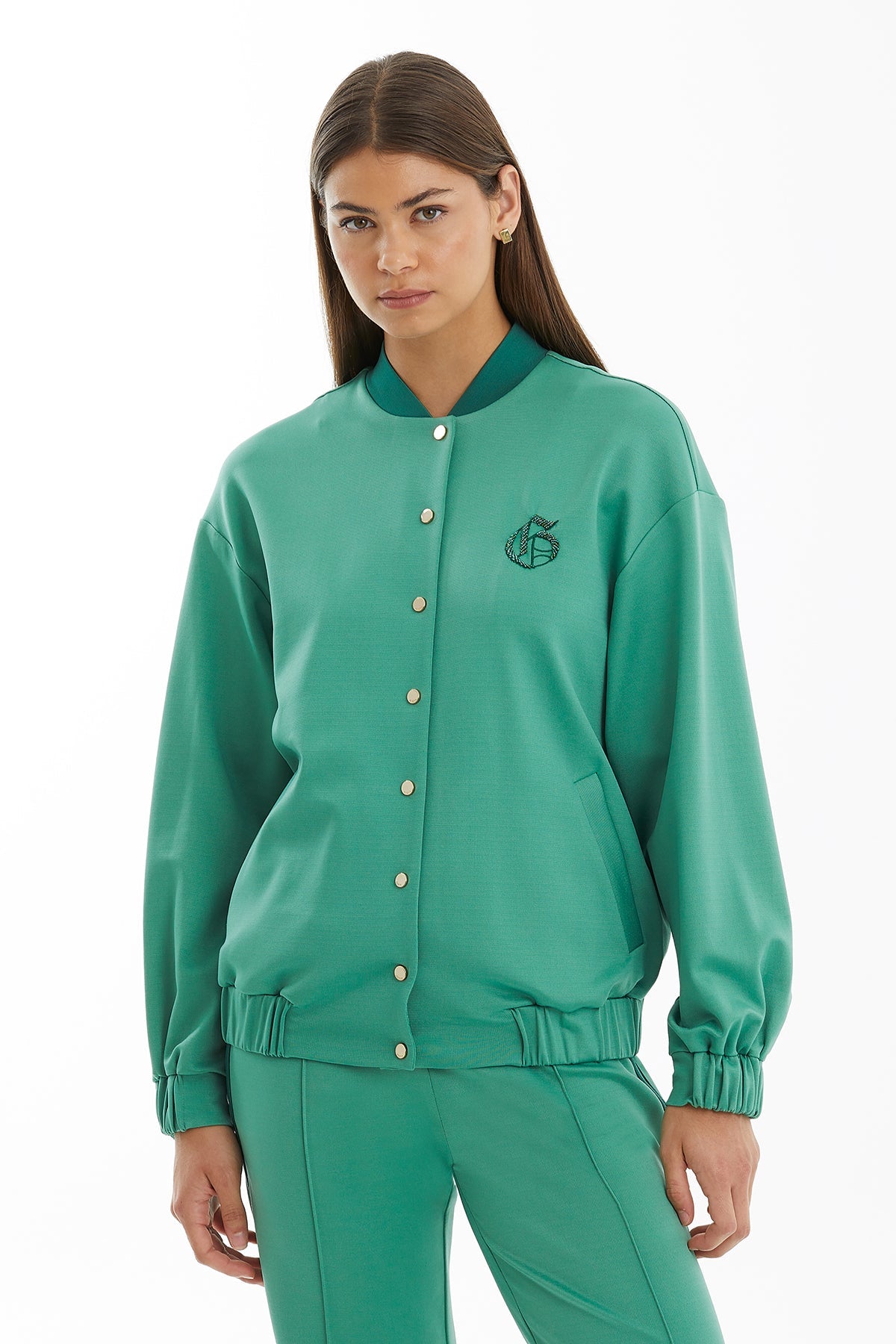 Green Embroidered Jacket with Bead Embellishment