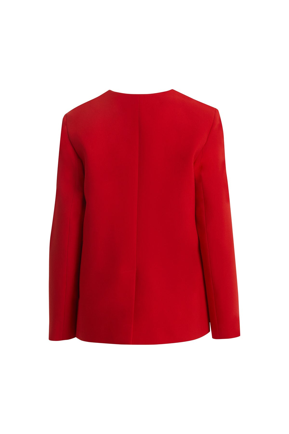 Red Long Jacket with Floral Appliqué