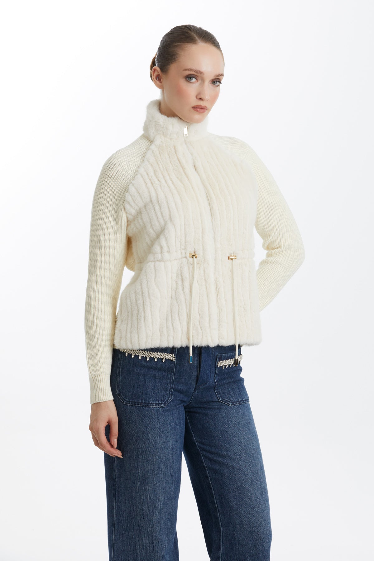 Plush-Trim Corded Accent Jacket