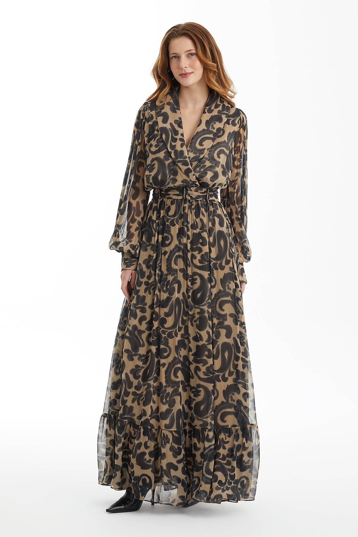 Patterned Dress with Embroidery Detail