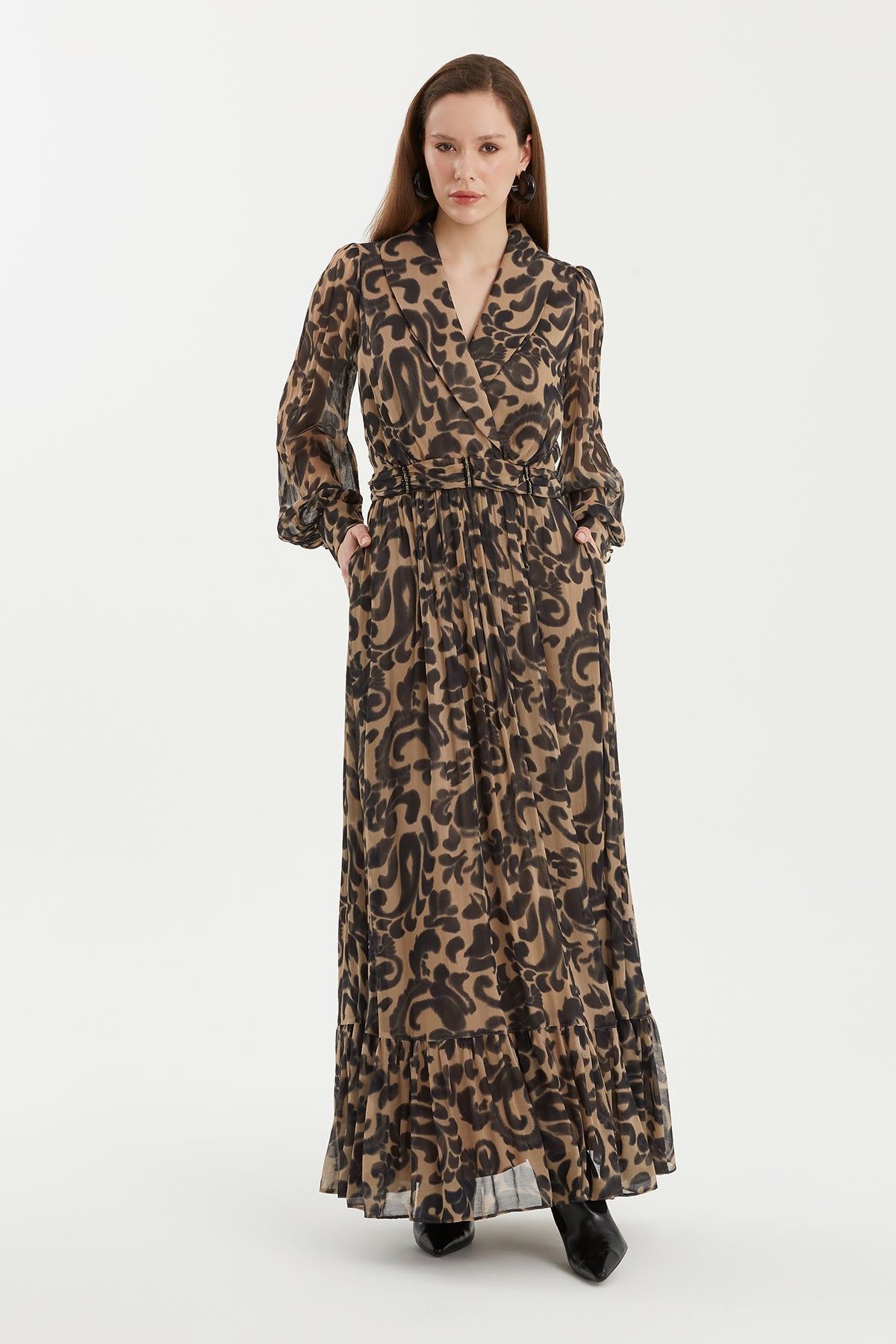 Patterned Dress with Embroidery Detail