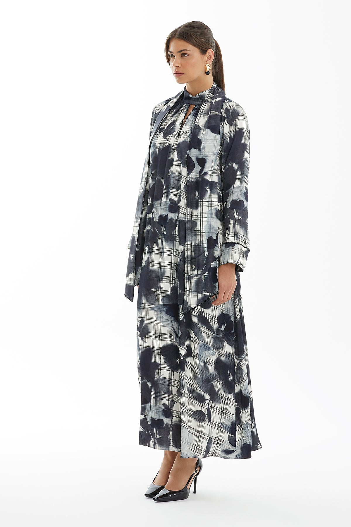 Floral Check Pattern Dress