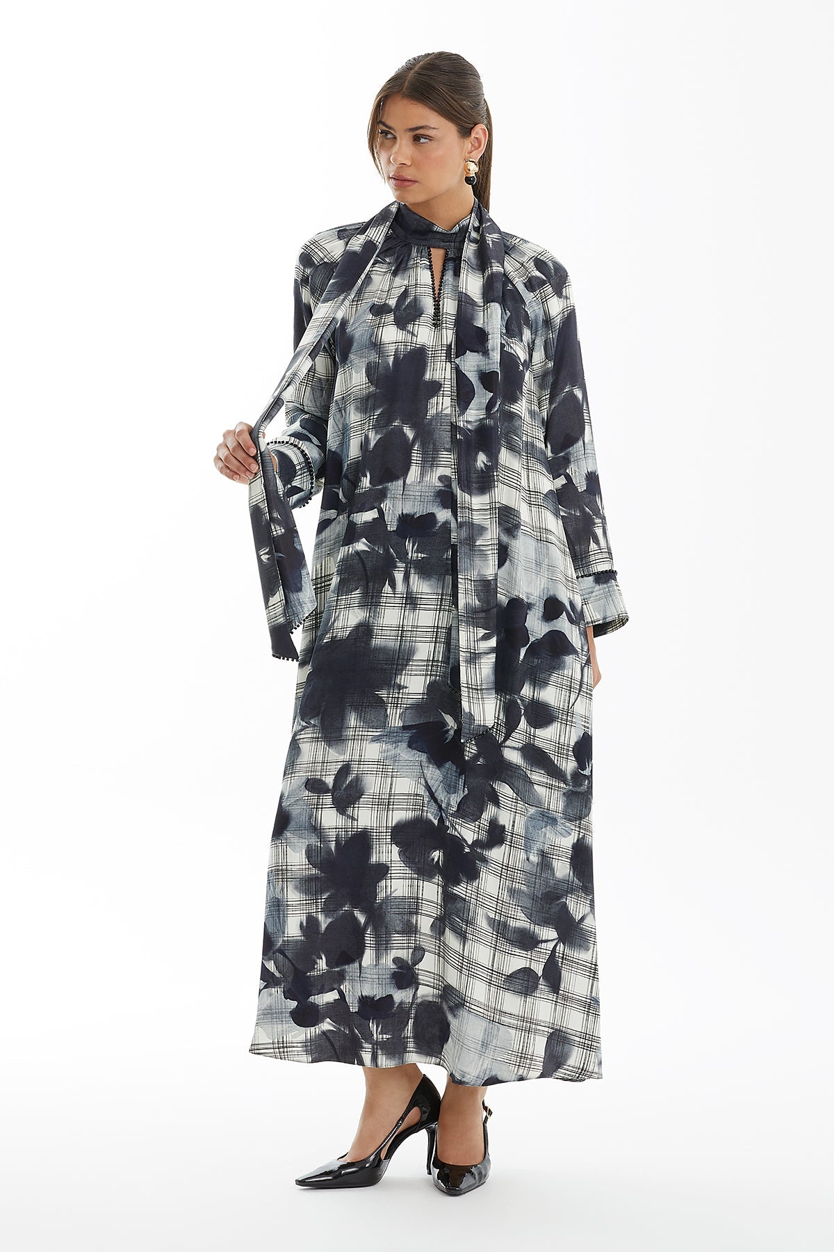 Floral Check Pattern Dress