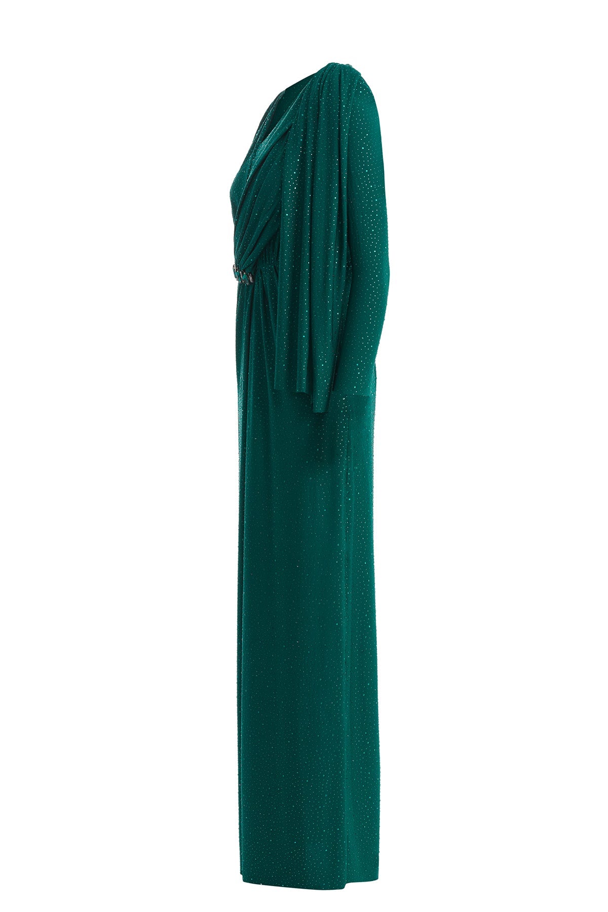 Green Green Embroidered Gathered Dress
