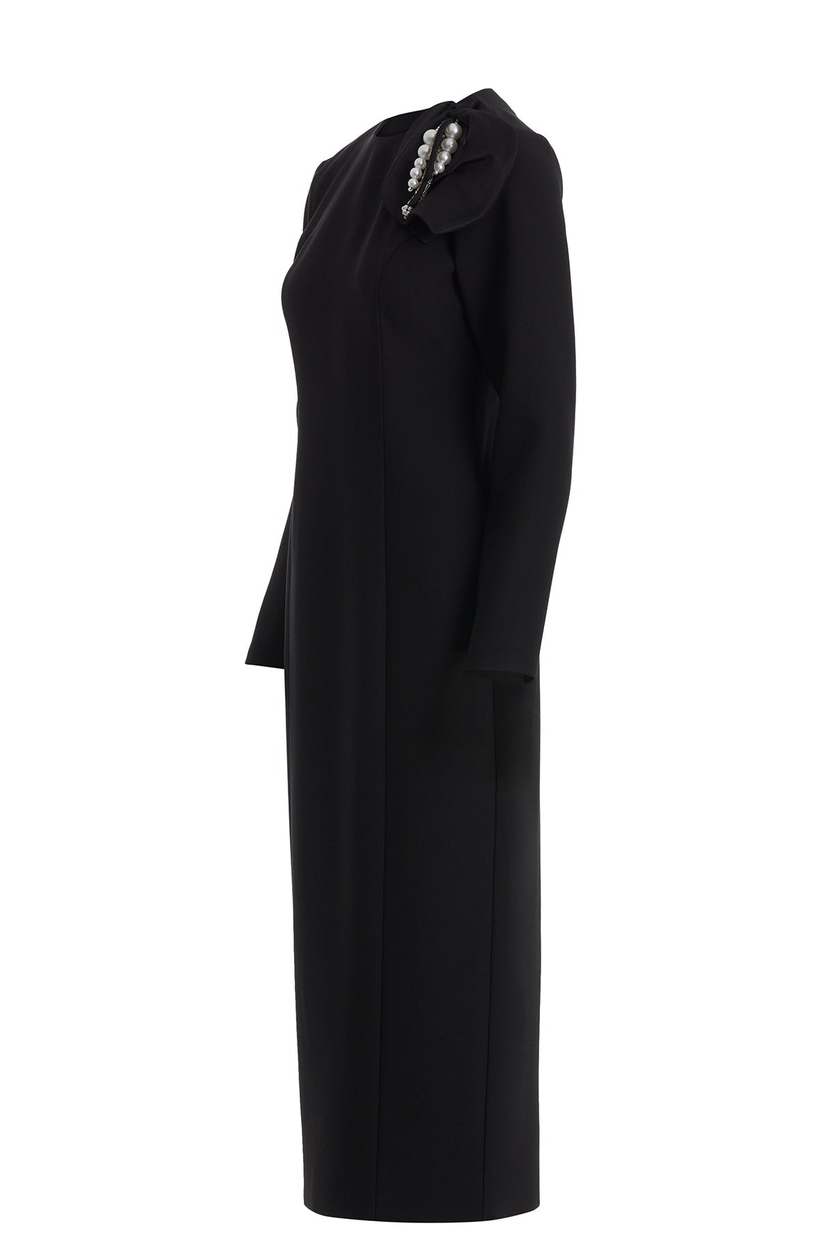 Black Dress with Shoulder Accessory Detail