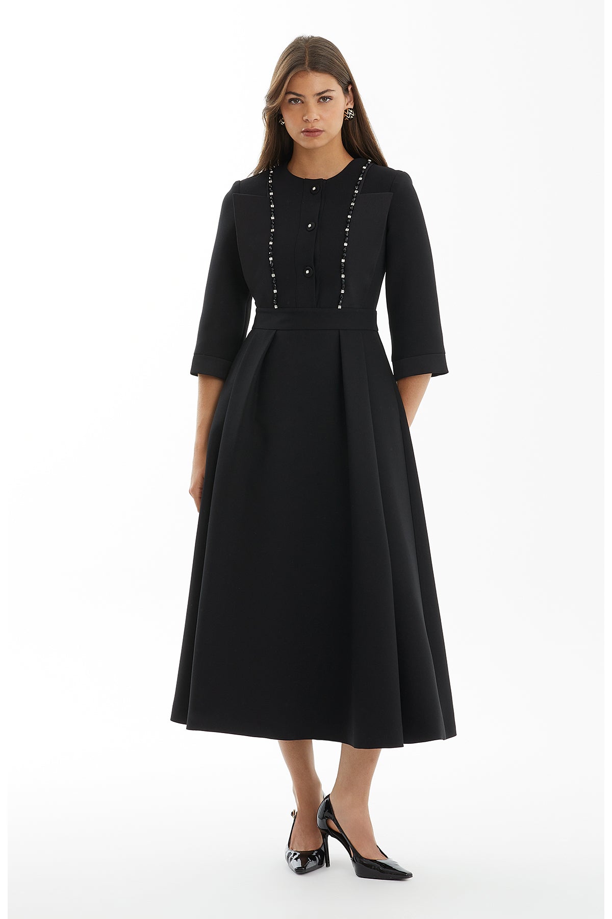Black Blazer-Style Embellished Dress