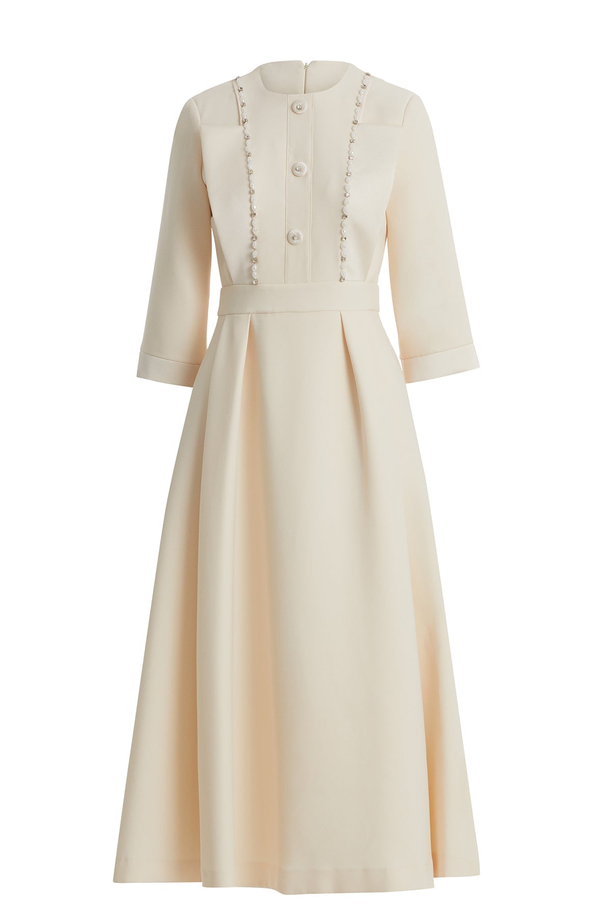 Beige Blazer-Style Embellished Dress
