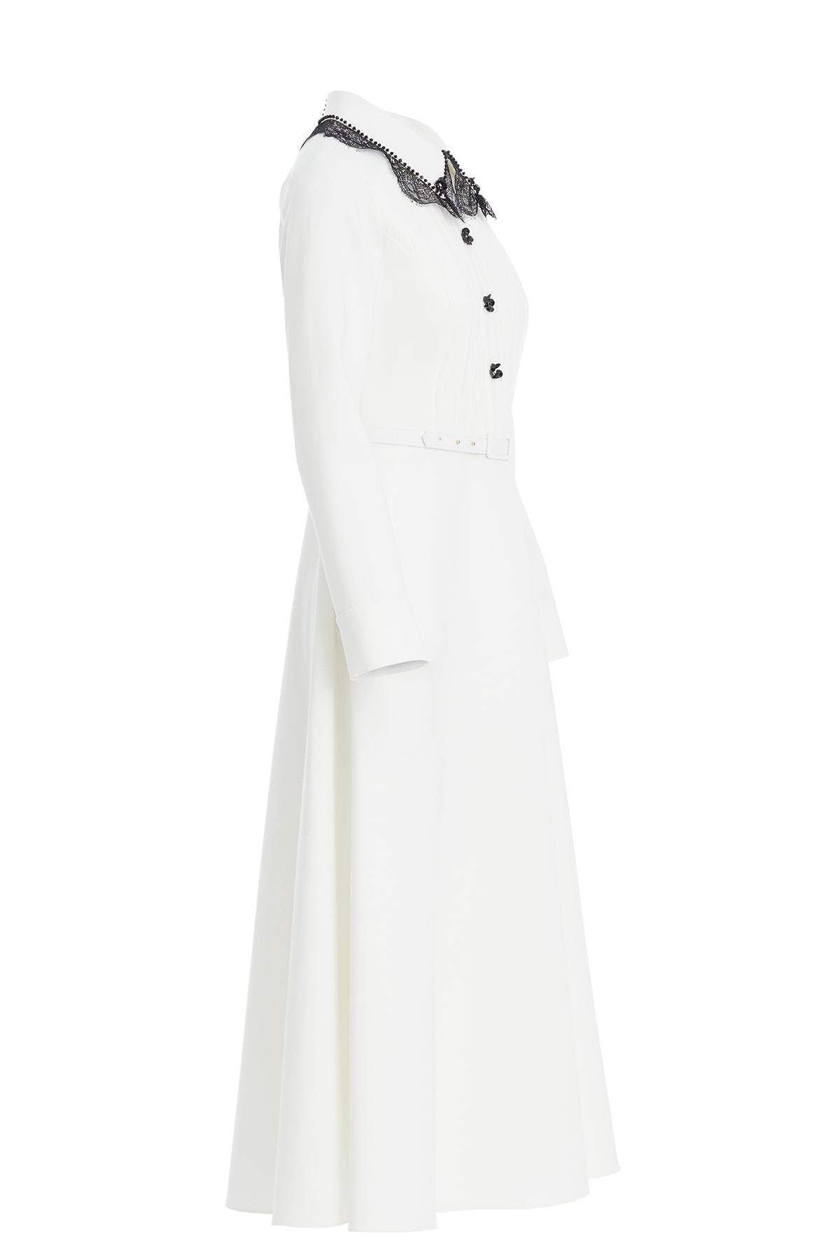 Ecru Elegant Lace Embroidered Dress