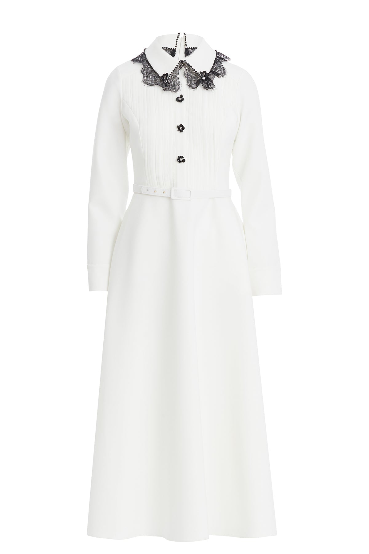 Ecru Elegant Lace Embroidered Dress