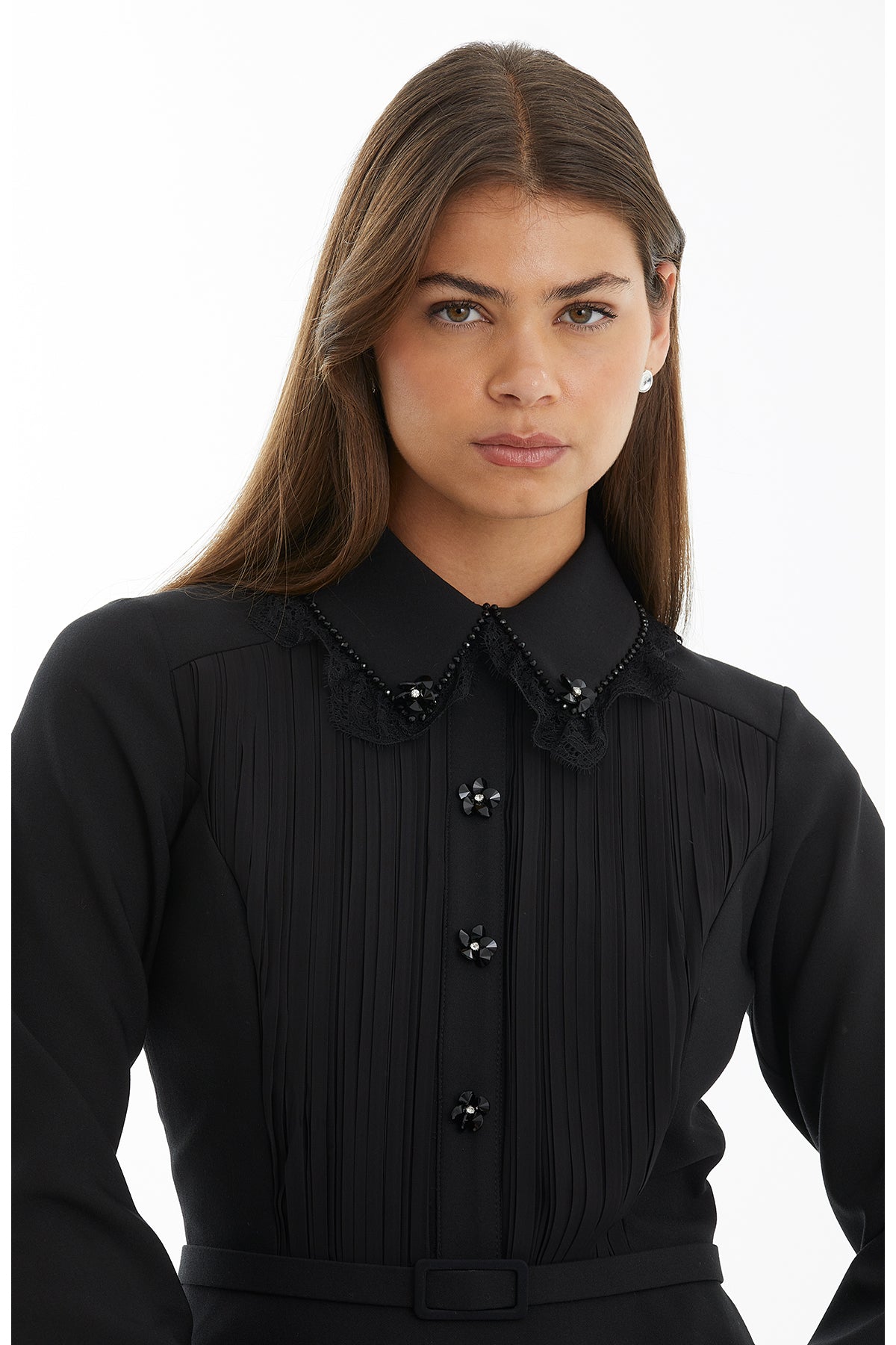 Black Elegant Lace Embroidered Dress