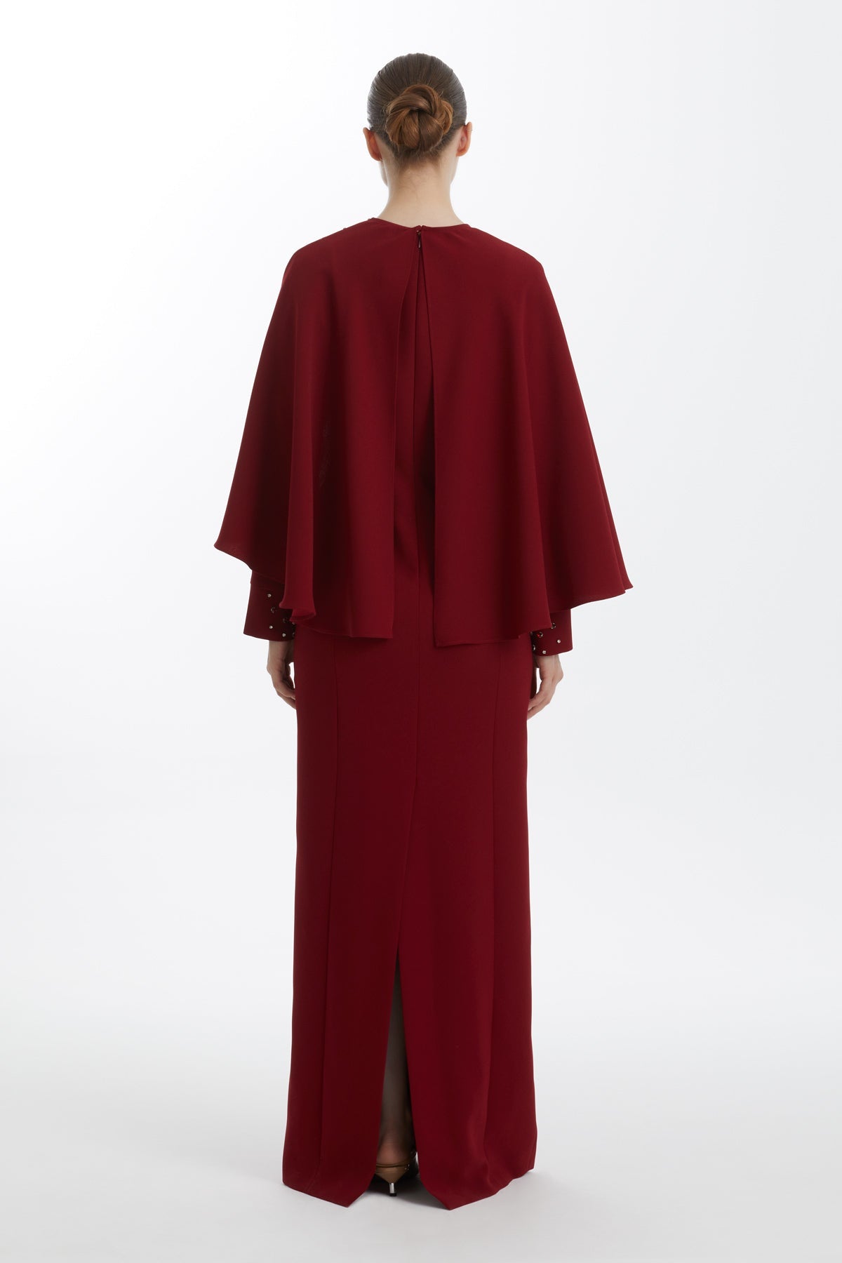 Red Cape Stone-Embellished Dress