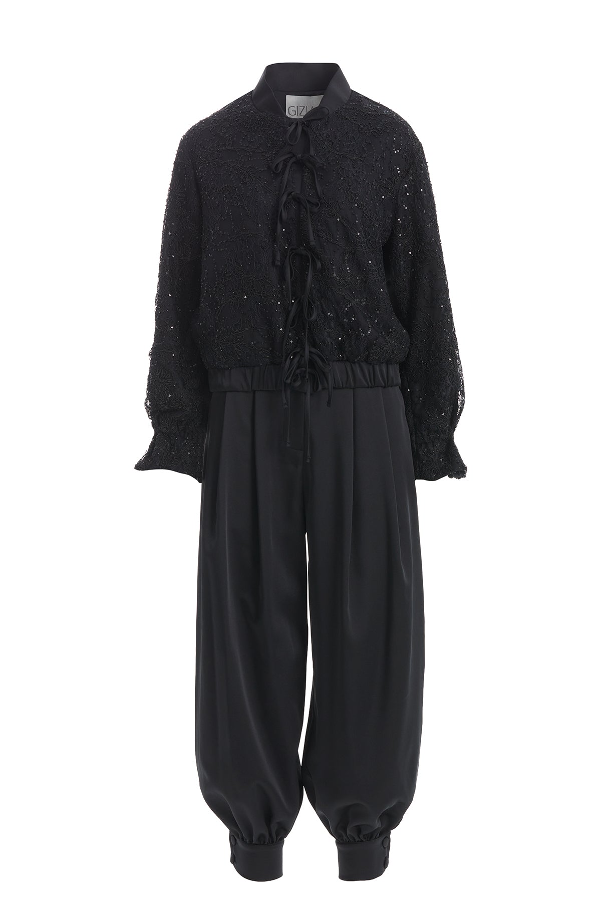 Black Bomber Jacket and Harem Trousers Set