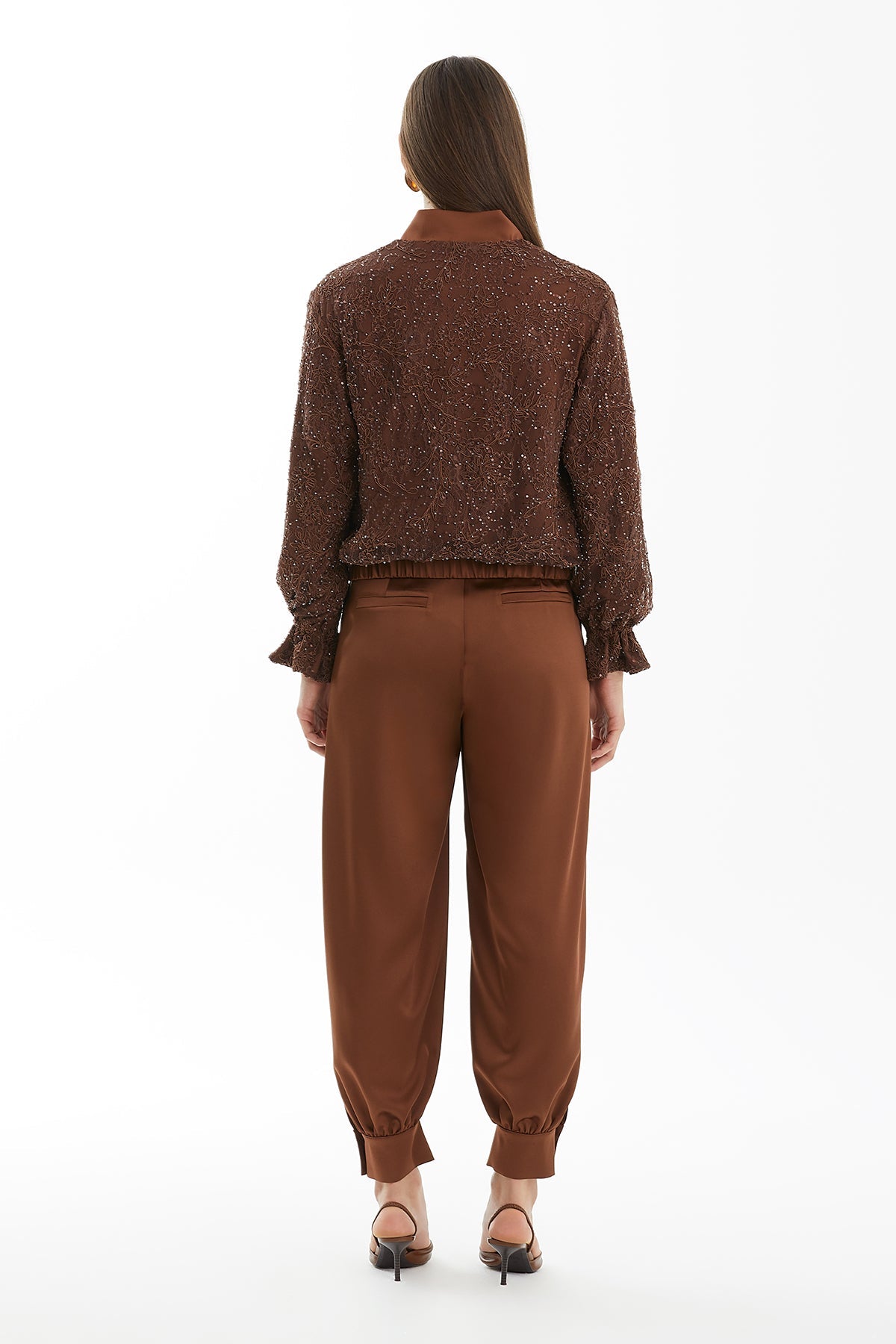 Brown Bomber Jacket and Harem Trousers Set