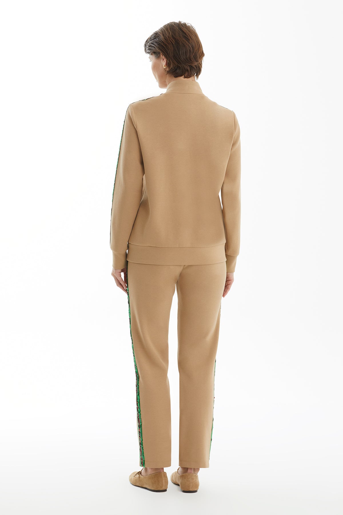 Beige Tracksuit with Trim and Piping Detail