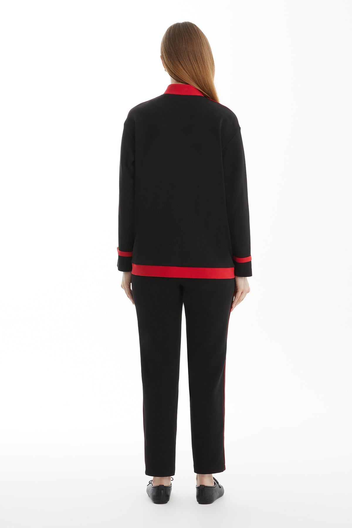 Black Tracksuit with Contrast Piping