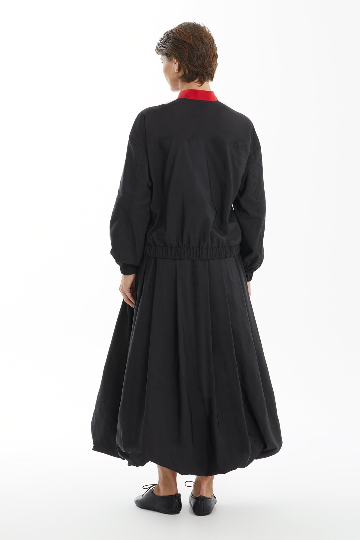Black Bomber Jacket and Skirt Set