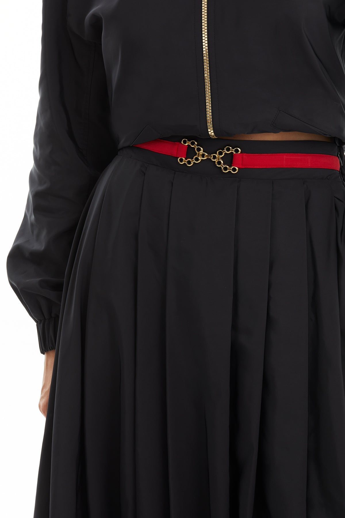 Black Bomber Jacket and Skirt Set